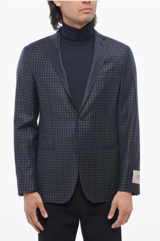 CC COLLECTION Virgin Wool Blazer with Check Pattern