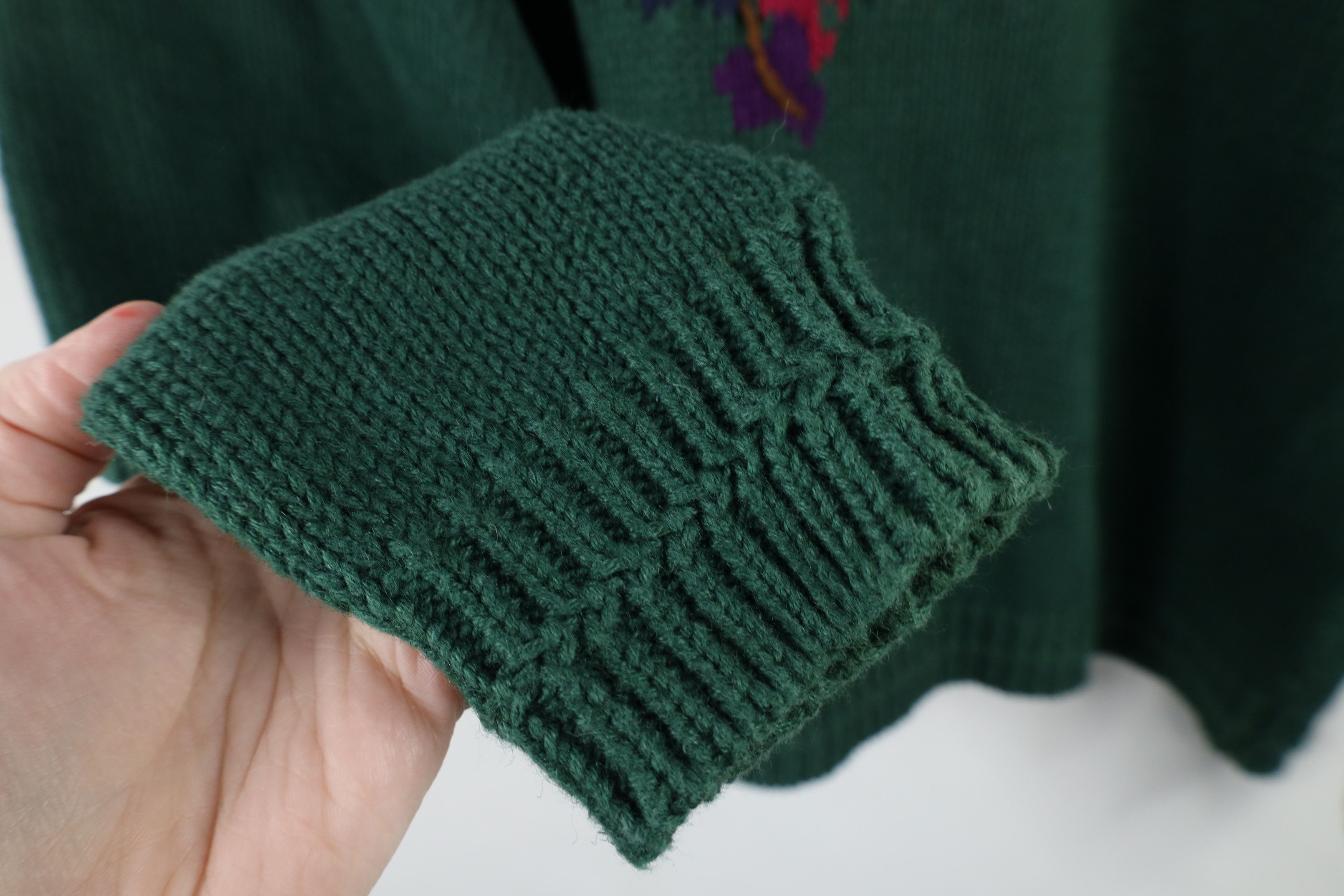 Vintage Vintage 90s Streetwear Leaf Chunky Knit Turtleneck Sweater Size XL / US 12-14 / IT 48-50 - 7 Thumbnail