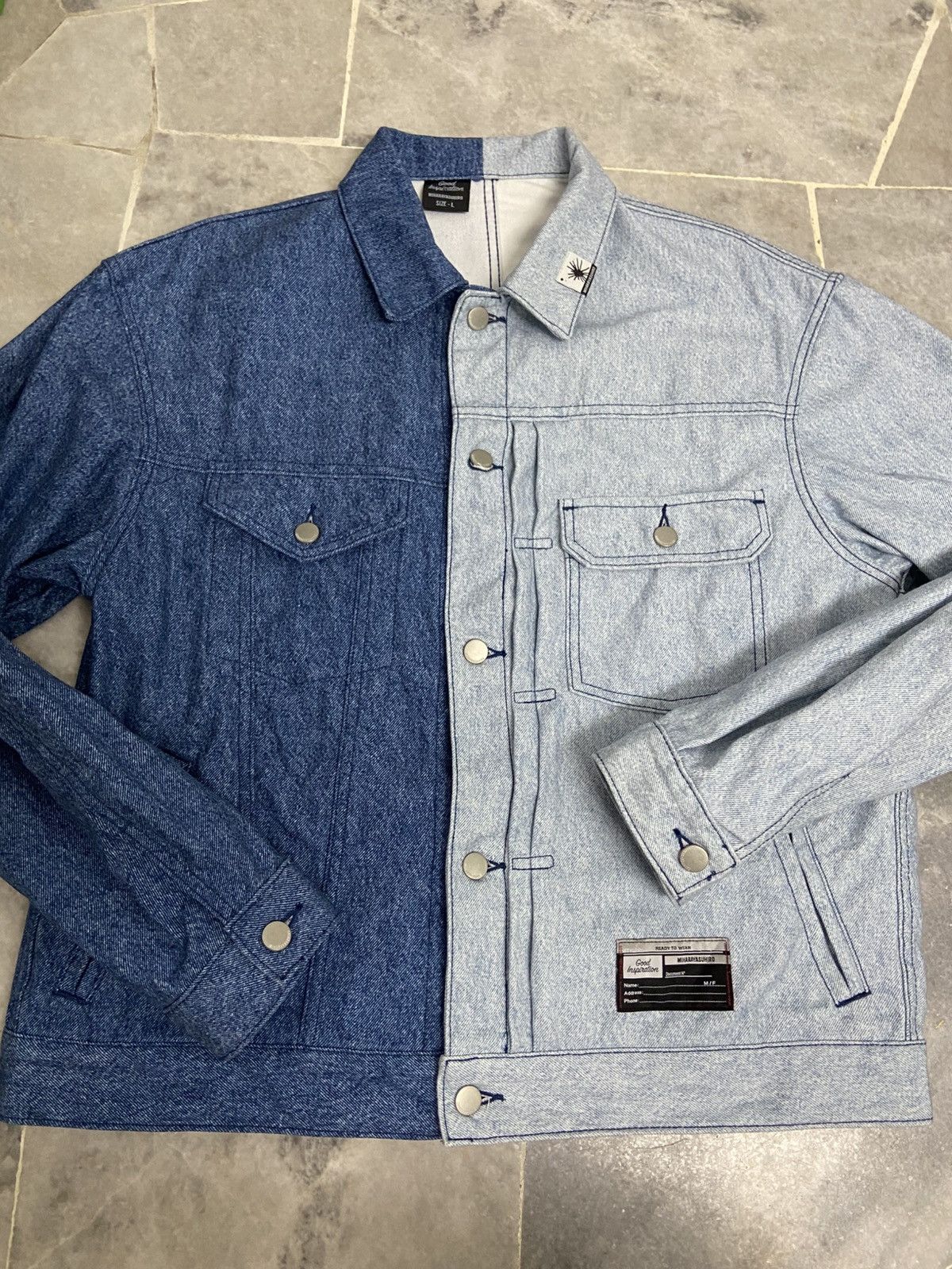 Maison MIHARA YASUHIRO Gu x Miharayasuhiro Two Tone Denim Trucker Jacket Size US L / EU 52-54 / 3 - 4 Thumbnail