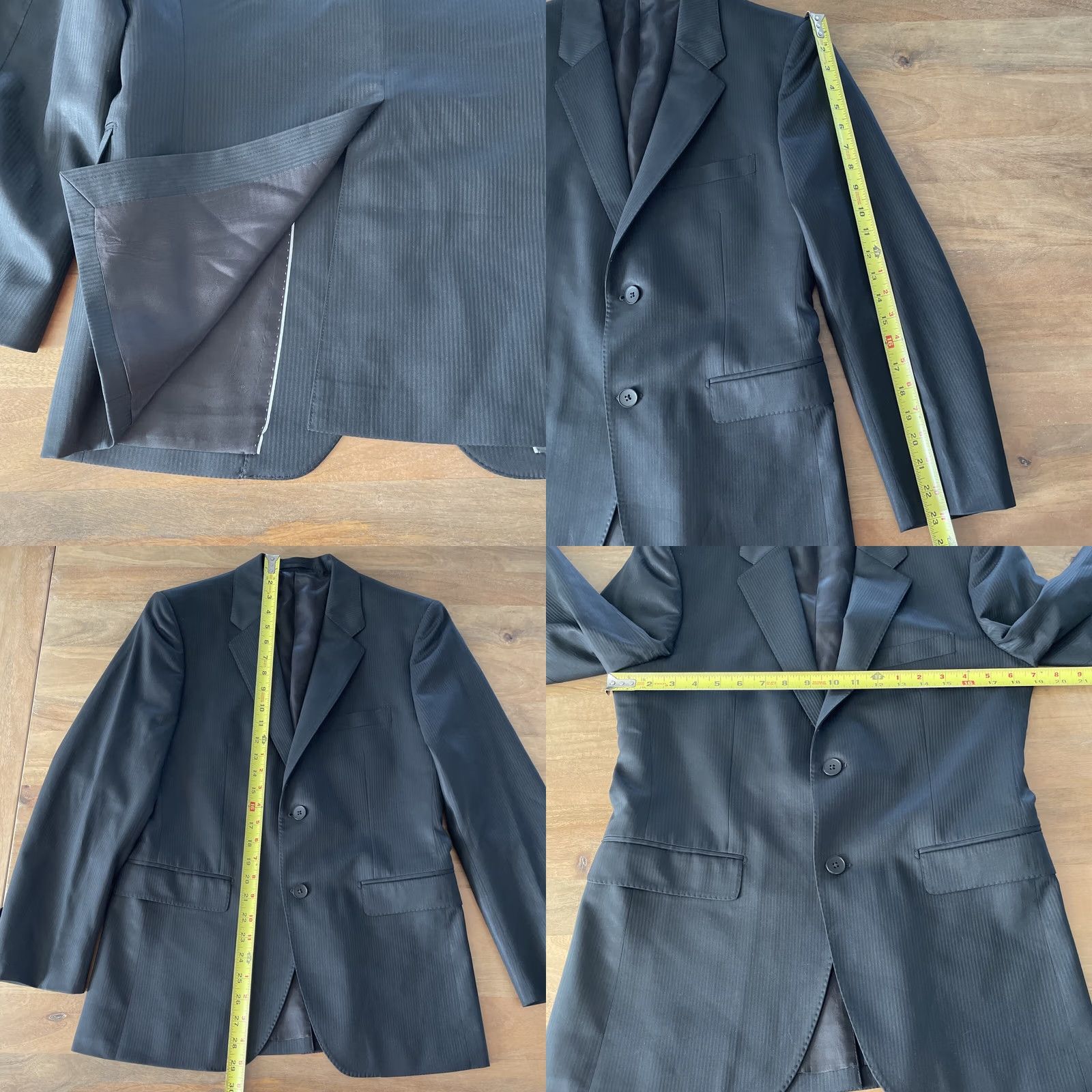 Theory Theory Blazer Men 38S Slim Wool Black Striped Notch Lapel Single-Breasted 2-Button Front Sport Coat Jacket Size 38R - 8 Thumbnail