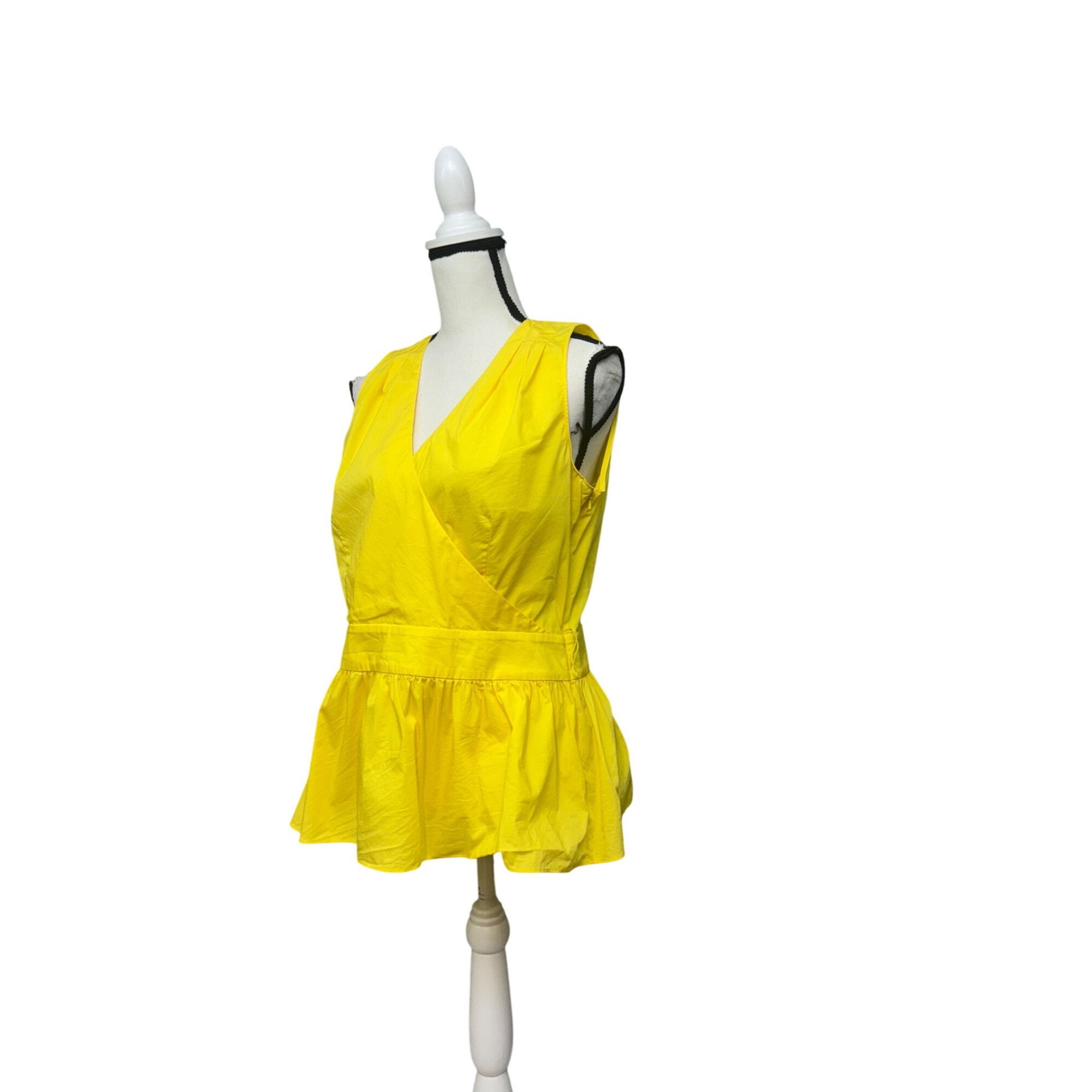 1901 1901 Surplice Wrap Peplum Sleeveless Blouse in Yellow, Sz. Size XL / US 12-14 / IT 48-50 - 11 Thumbnail