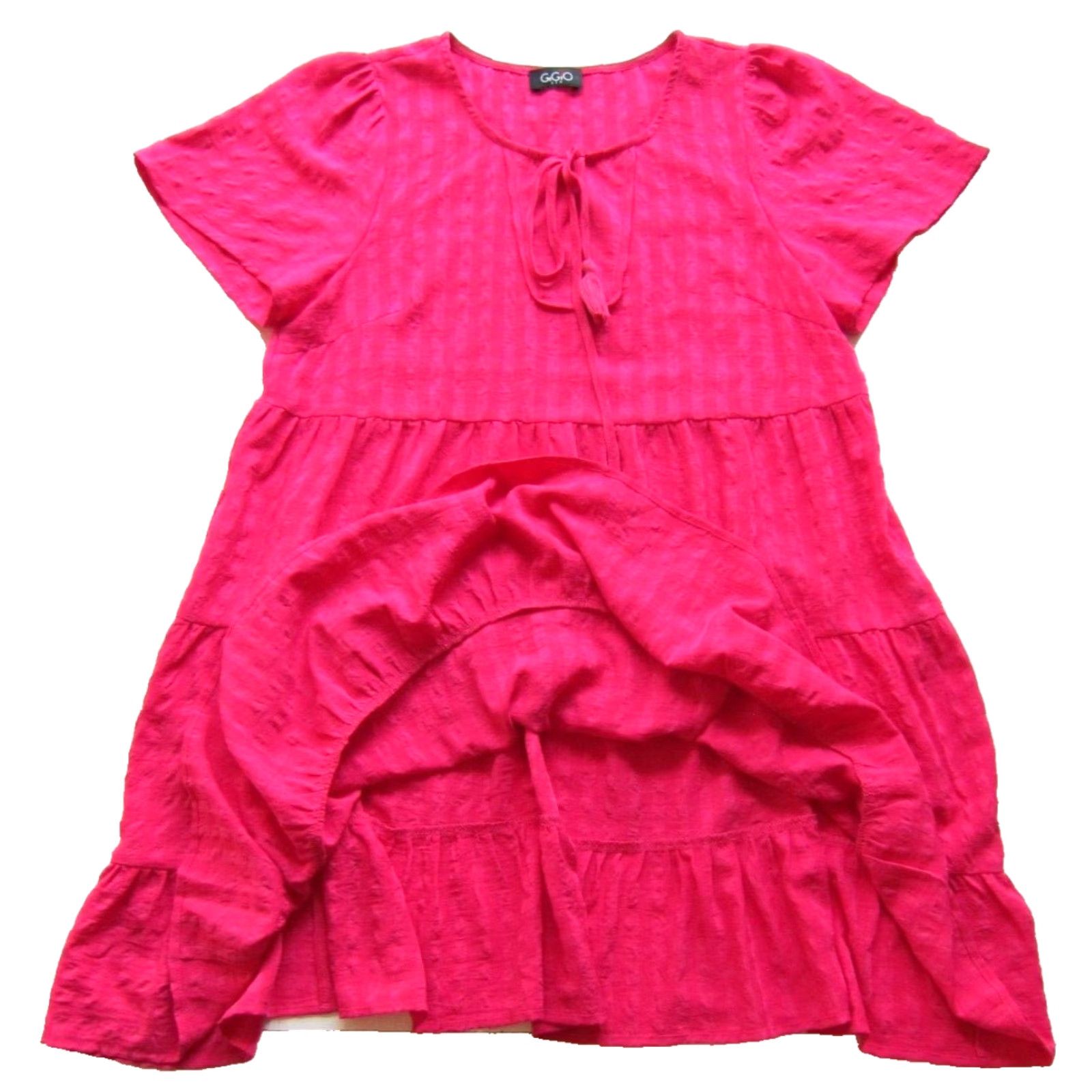Pinko GiGiO USA Bright Pink Short Sleeve Tiered Smock Tunic Dress Small Size 28" / US 6 / IT 42 - 5 Thumbnail