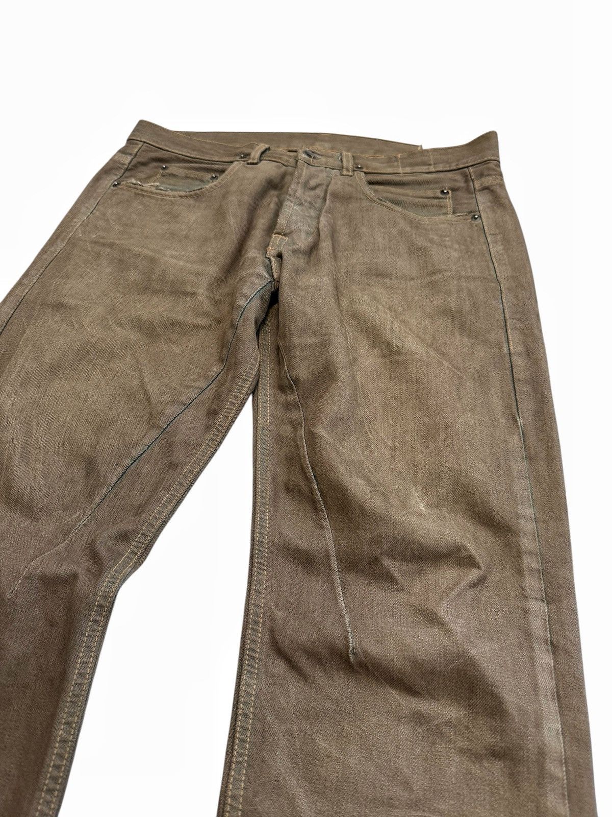 Rick Owens Dirt Brown Indigo Raw Hem Thrashed Denim Size US 32 / EU 48 - 5 Thumbnail