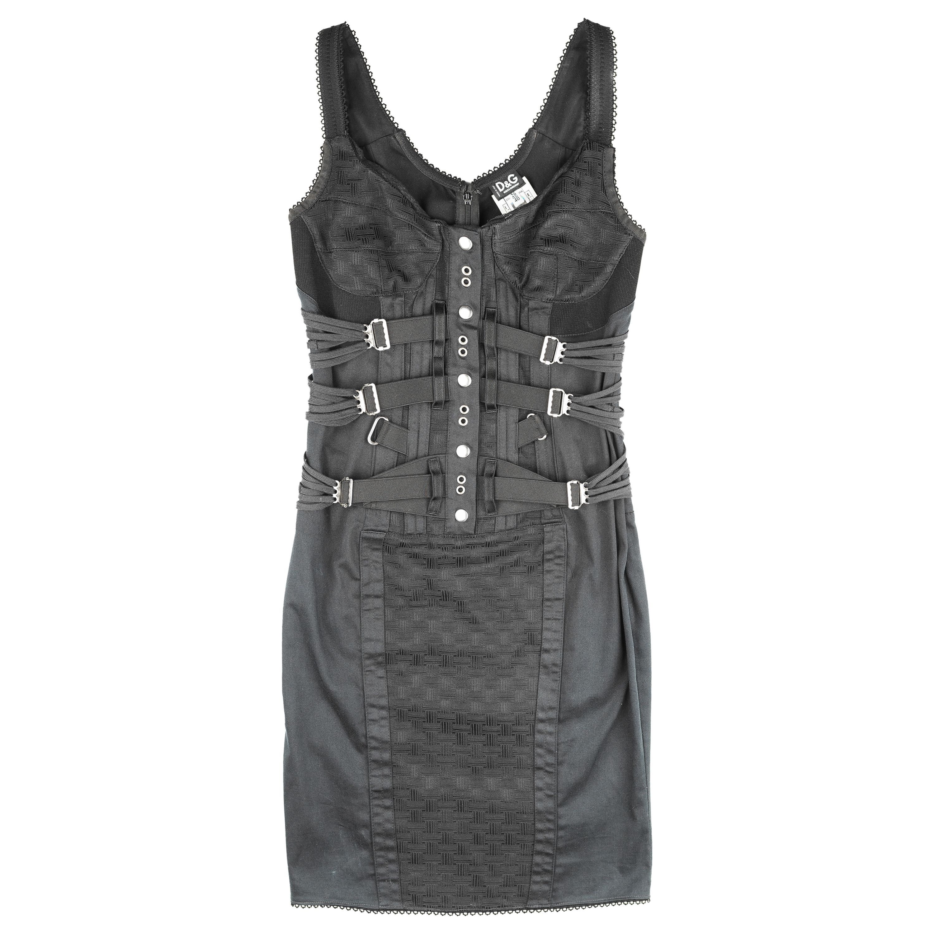 Dolce & Gabbana Dolce & Gabbana Vintage Bondage Corset Black Dress (S) Size S / US 4 / IT 40 - 1 Thumbnail