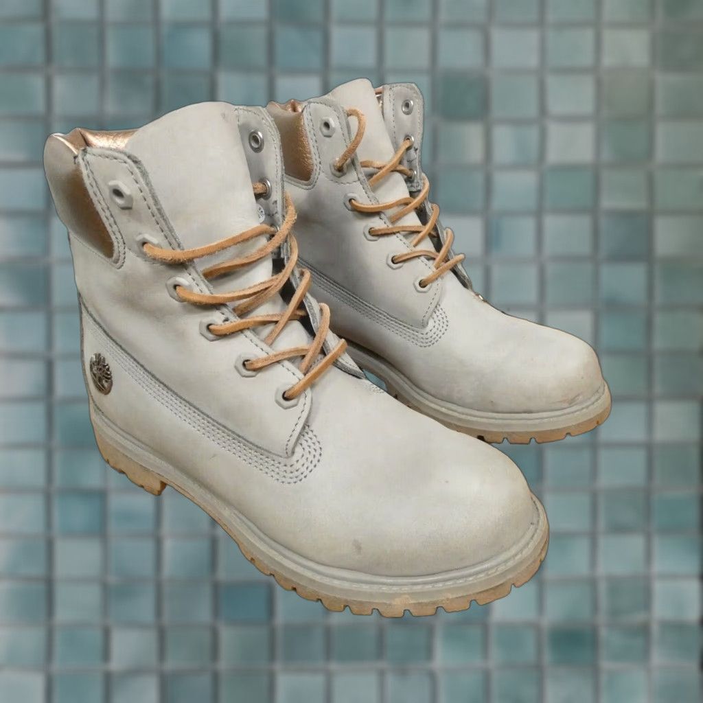 VINTAGE Timberland Boots Women Ankle Waterproof Nubuck Gray