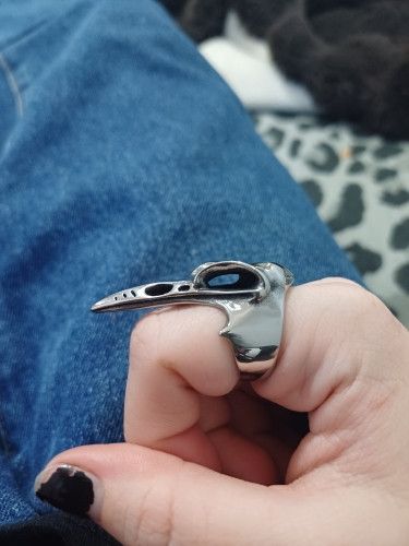 Other Viking Crow Skull Ring Size ONE SIZE - 2 Thumbnail