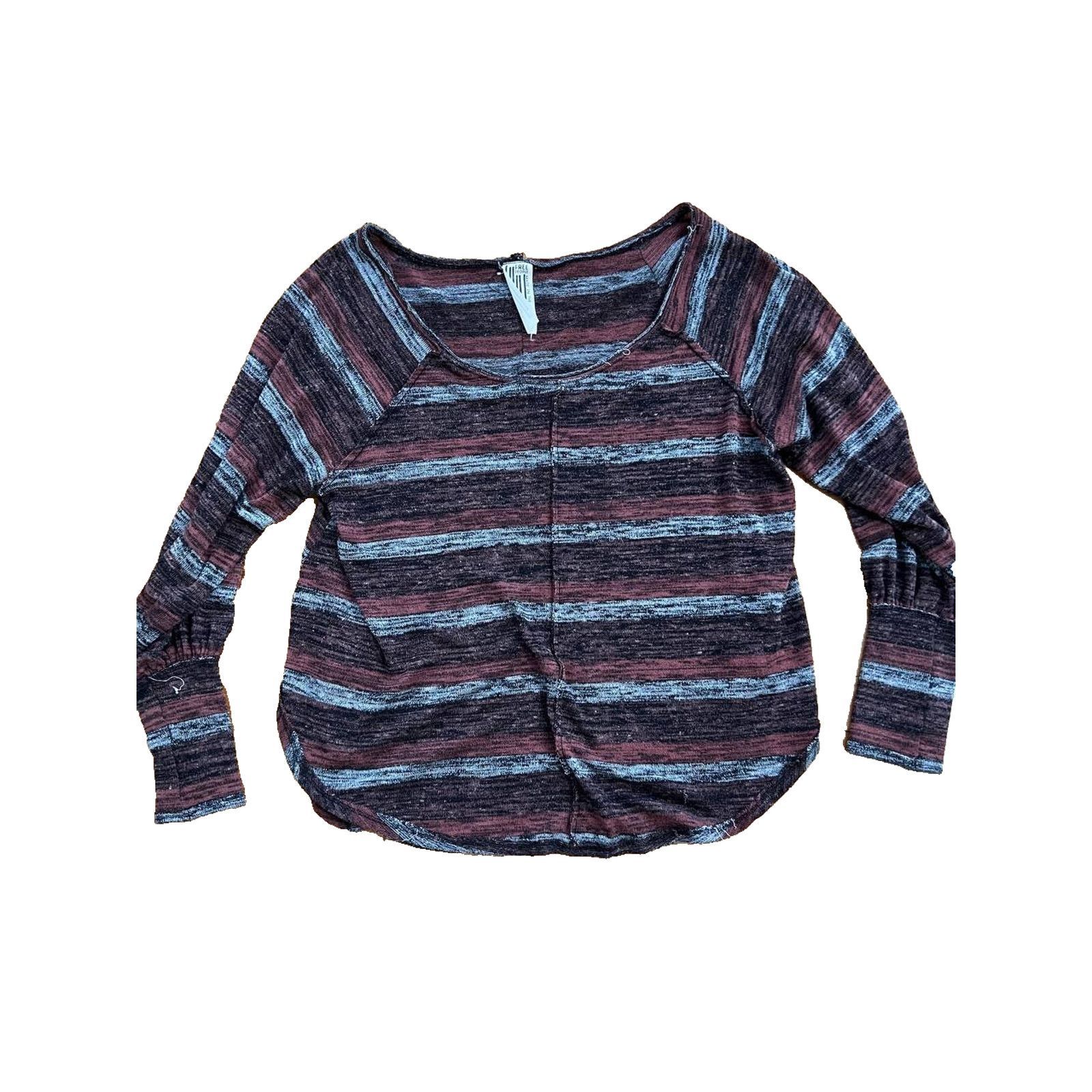 Free People FREE PEOPLE Sweater Slouchy Boho Stripe Rust L/G A001757 Size L / US 10 / IT 46 - 2 Thumbnail