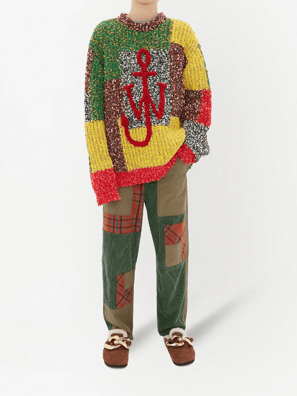 image of J W Anderson Aw21 J.w.anderson Anchor Patchwork Sweater L, Men's (Size Large)