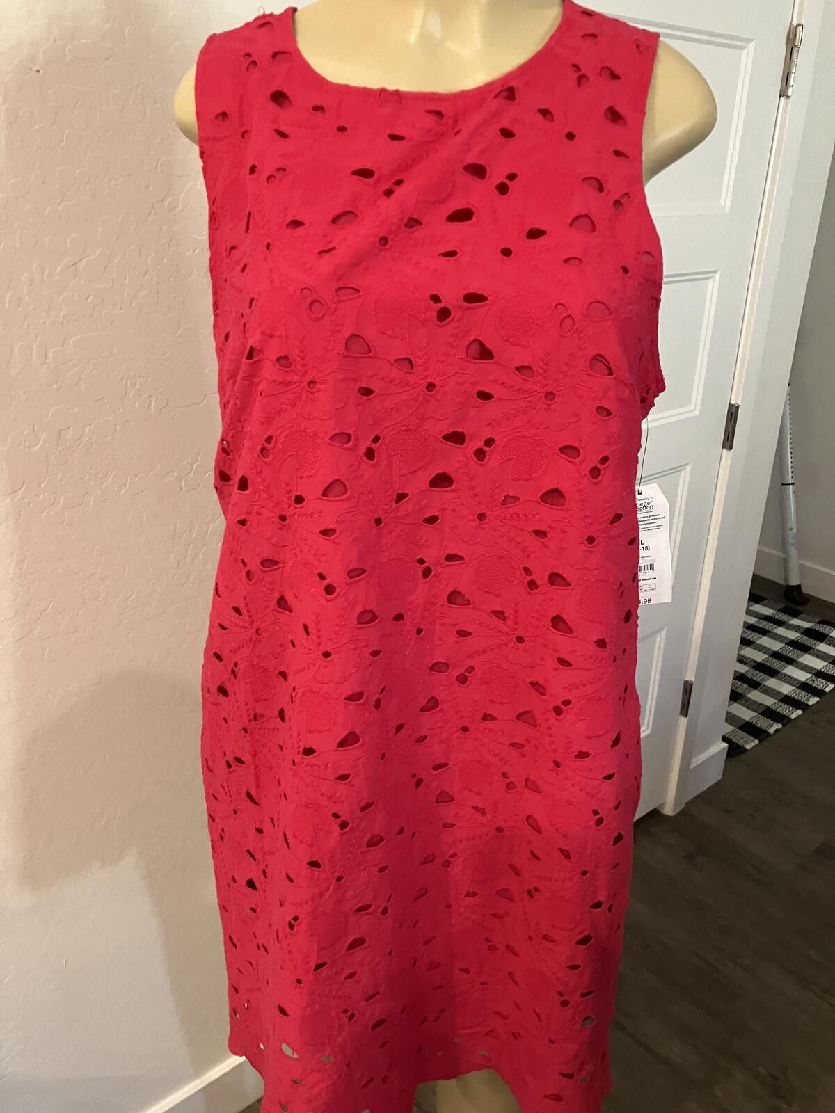 Other NWT Hot Pink Sleeveless Eyelet Dress Size XL / US 12-14 / IT 48-50 - 7 Thumbnail