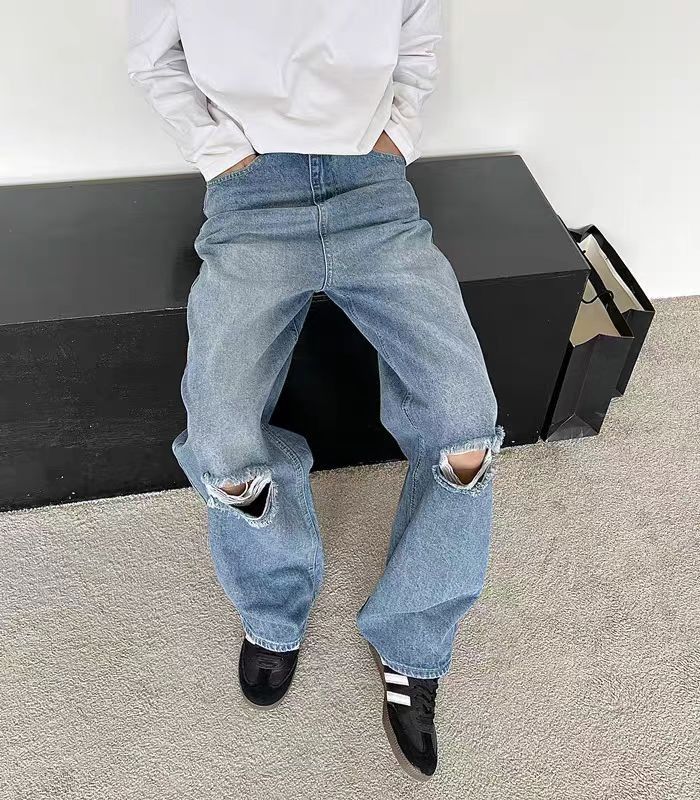 Japanese Brand × Jean High street vintage casual ripped design baggy jeans Size US 32 / EU 48 - 1 Thumbnail