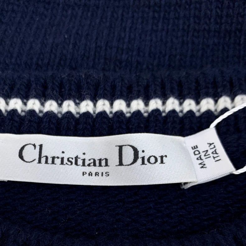 Dior Dior Dark blue logo letter inlaid wool round-neck short-sl Size S / US 4 / IT 40 - 6 Thumbnail