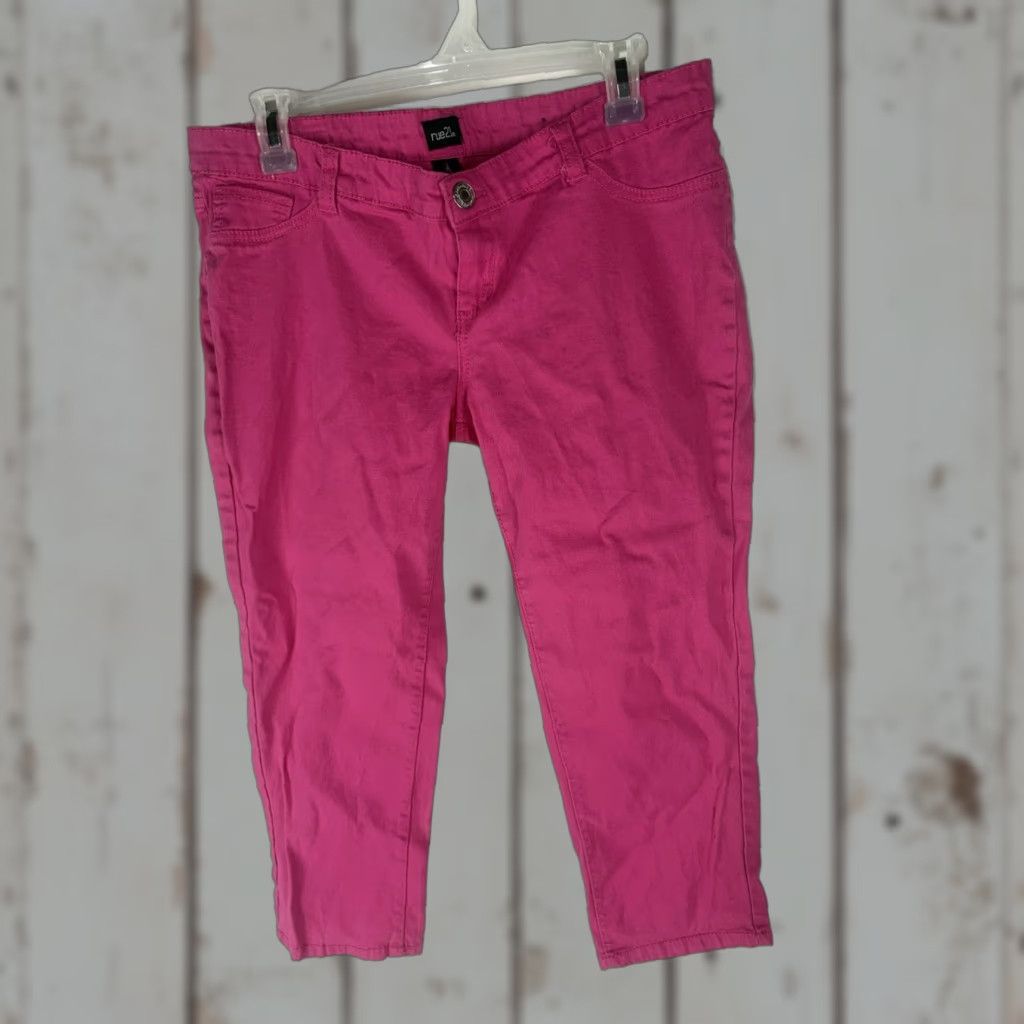 Vintage Rue 21 Cropped Jeans Womens 9 Straight 5-Pocket Denim Pink Low Rise 7-9 Inseam 21in Cotton Spandex Size 30" / US 8 / IT 44 - 1 Thumbnail