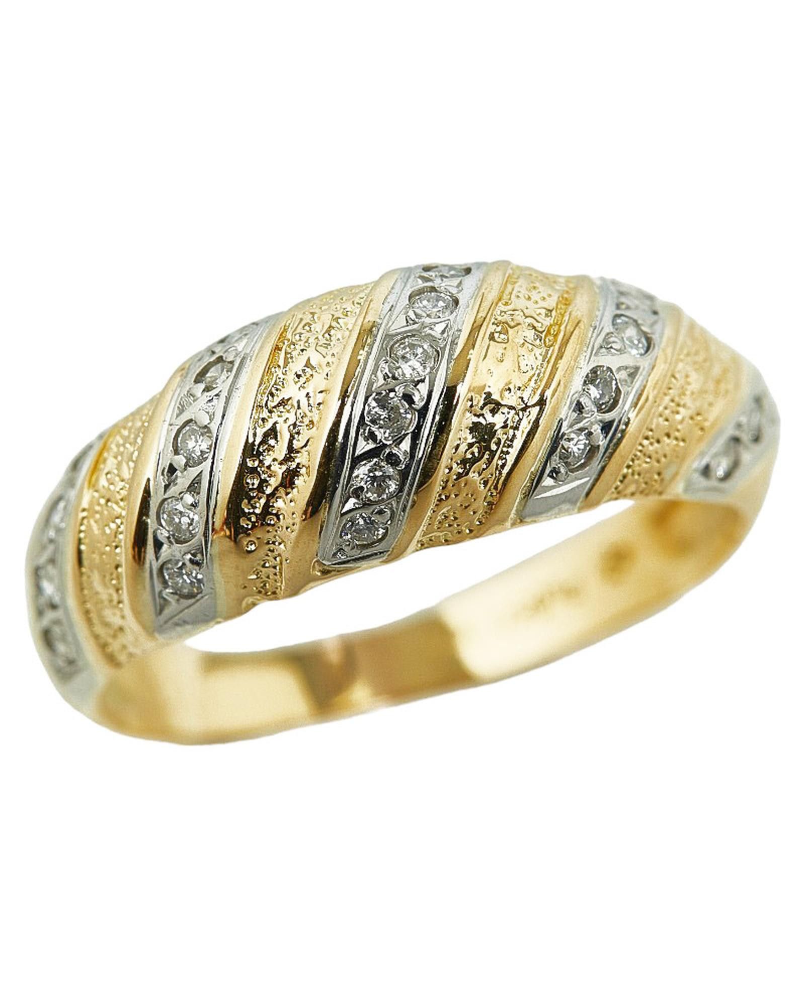 image of 18K Gold & Platinum Diamond Ring In Excellent Condition, Women's