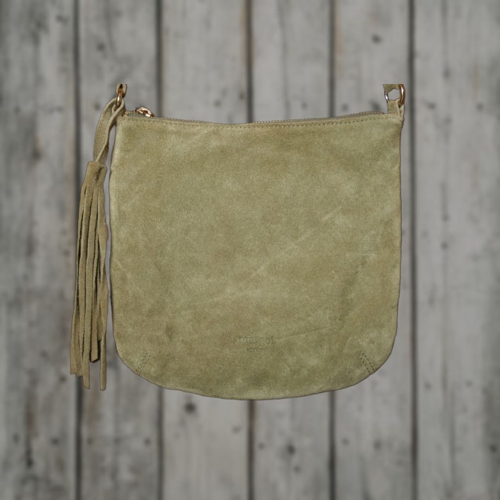 Olive MARGOT Remy Olive Green Suede Adjustable Crossbody Shoulder Hobo Bag Purse Purse Size ONE SIZE - 1 Thumbnail