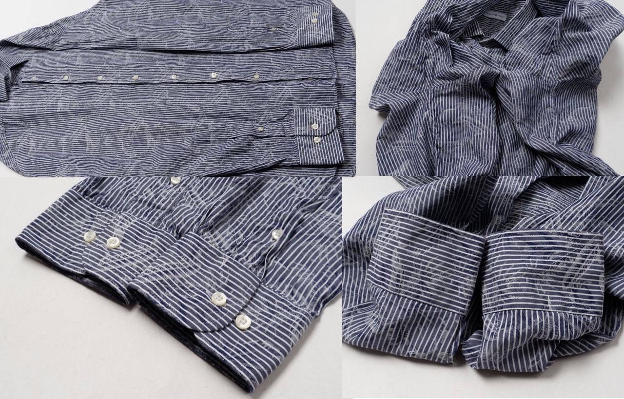Etro 🔵ETRO Striped Blue Flower Print Bottom Up Shirt Made Italy Size US L / EU 52-54 / 3 - 4 Thumbnail
