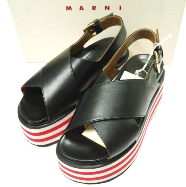 Marni Marni Marni Fussbett Wedge Sandal Leather Sandals Leather Shoes ZPMS007506 P3586 DUTY FREE for USA Size ONE SIZE - 1 Thumbnail
