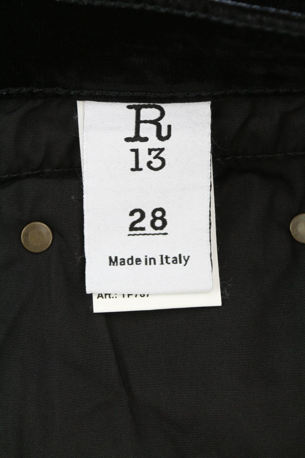 R13 BOY STRAIGHT 28 Flocked Black Velvet Cropped Logo 86253 Size 28" / US 6 / IT 42 - 10 Thumbnail