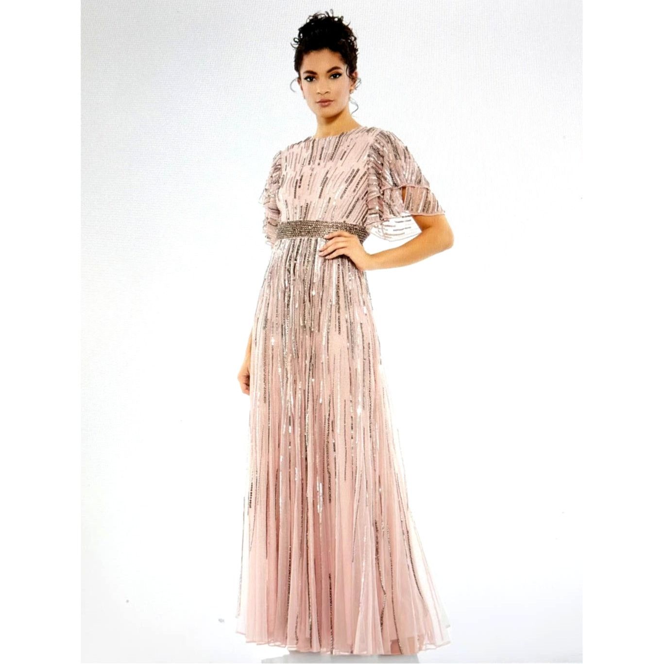 Other Mac Duggal Embellished Layered Sleeve Gown Vintage Rose 4 Size S / US 4 / IT 40 - 3 Thumbnail