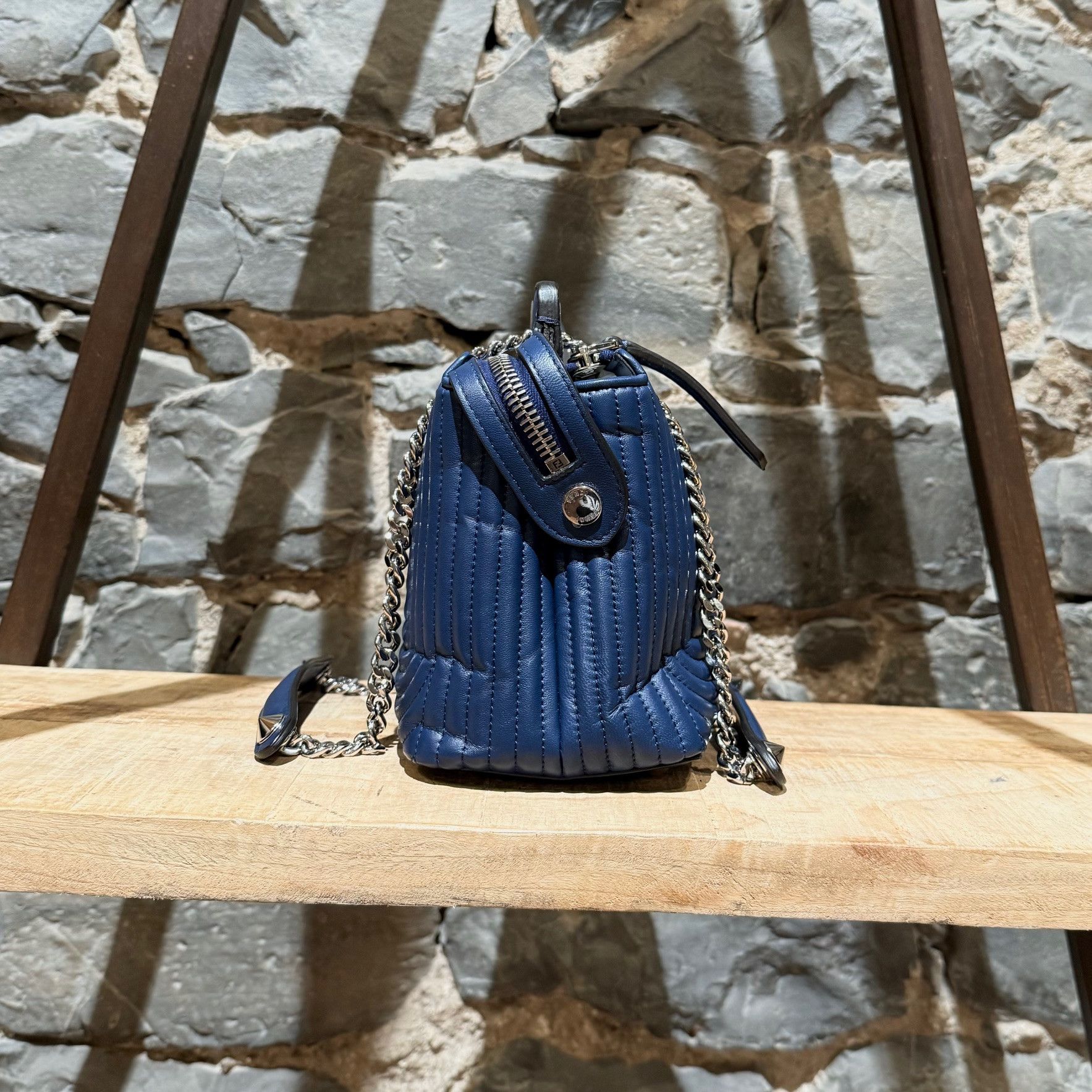 Fendi Fendi Navy Blue Leather DotCom Small Chain Bag W/ Bug Charm Size ONE SIZE - 3 Thumbnail