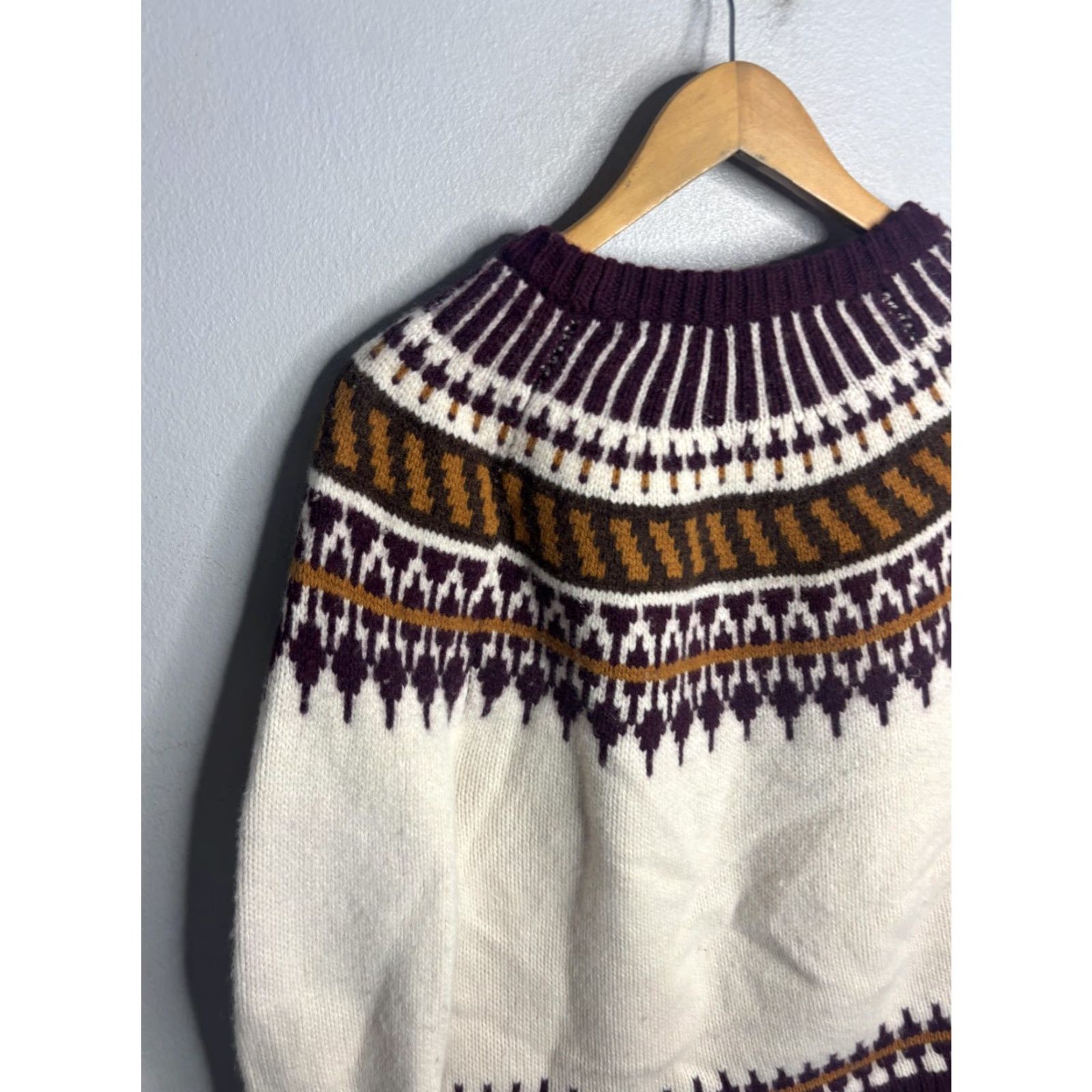 Tory Burch Tory Burch Sweater Womens Large White Fair Isle Wool Blend Crewneck Pullover Size L / US 10 / IT 46 - 5 Thumbnail
