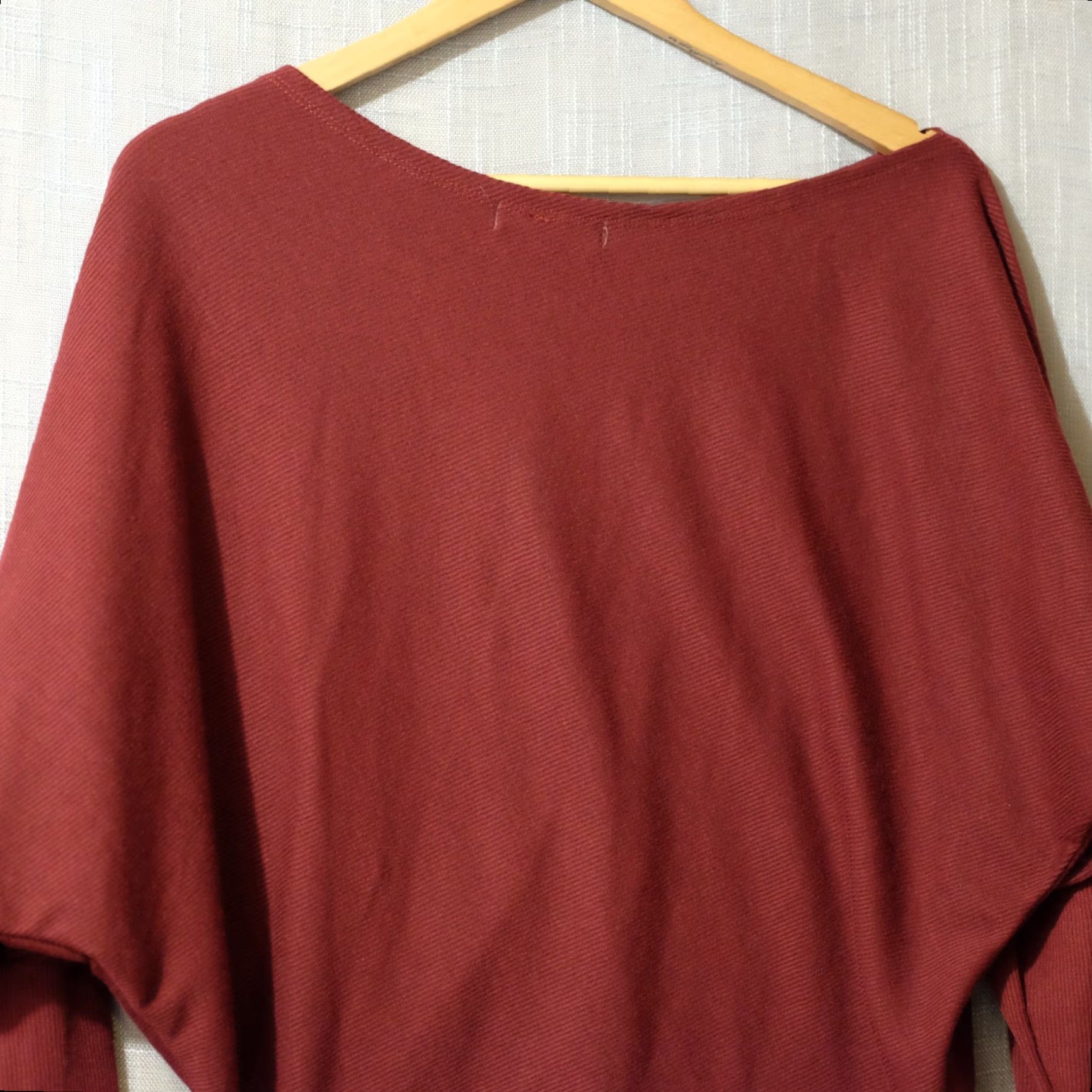 Vintage C+D+M Pullover Sweater Dark Red Womens M Dolman Sleeve Relaxed Fit Knitted Knit Boat Neck Long Sleeve Lightweight Pullover Shirt Women (M) Size M / US 6-8 / IT 42-44 - 6 Thumbnail