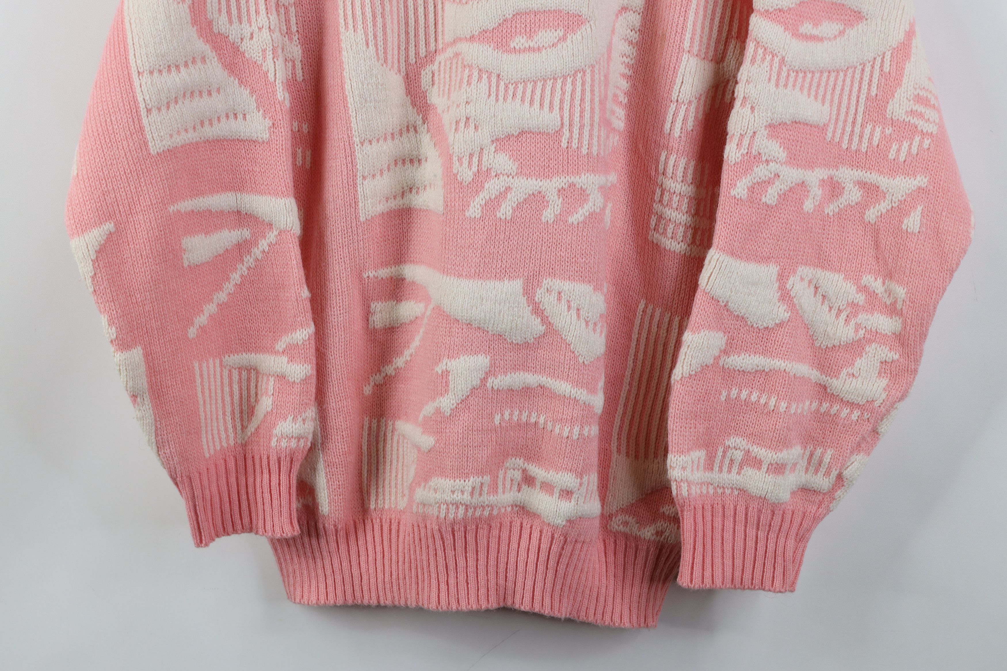 Vintage Vintage 90s Streetwear Ribbed Knit Crewneck Sweater Pink Size M / US 6-8 / IT 42-44 - 3 Thumbnail