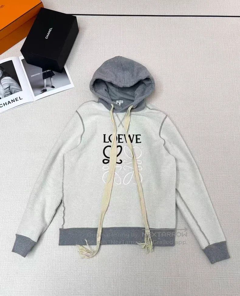 Loewe Loewe Grey embroidered large logo hooded sweatshirt Size M / US 6-8 / IT 42-44 - 1 Thumbnail