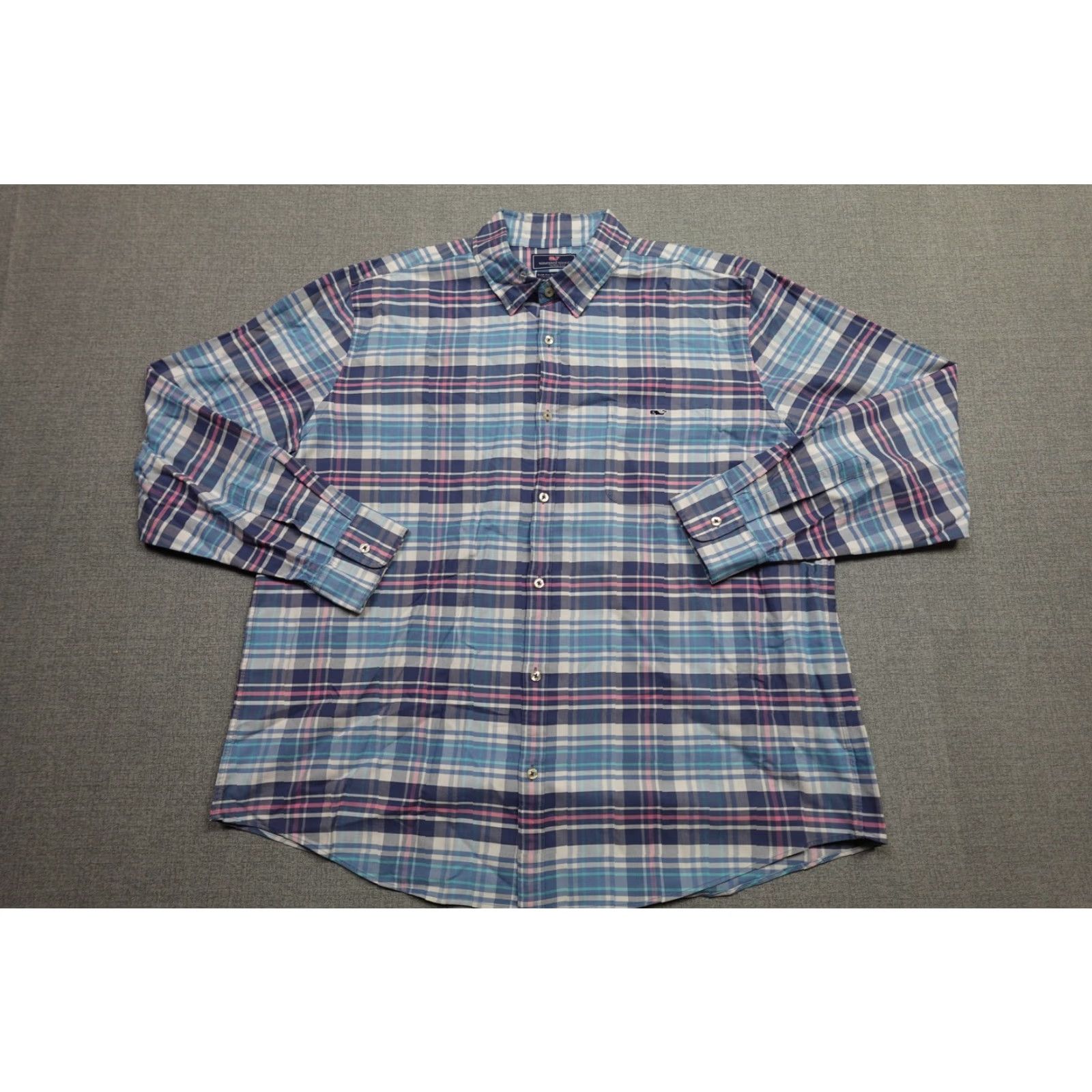 Vineyard Vines VINEYARD VINES Shirt Mens 2XL Blue Pink Plaid Slim Fit Tucker Stretch Cotton Shirt Long Sleeve Button-Up Size US XXL / EU 58 / 5 - 5 Thumbnail