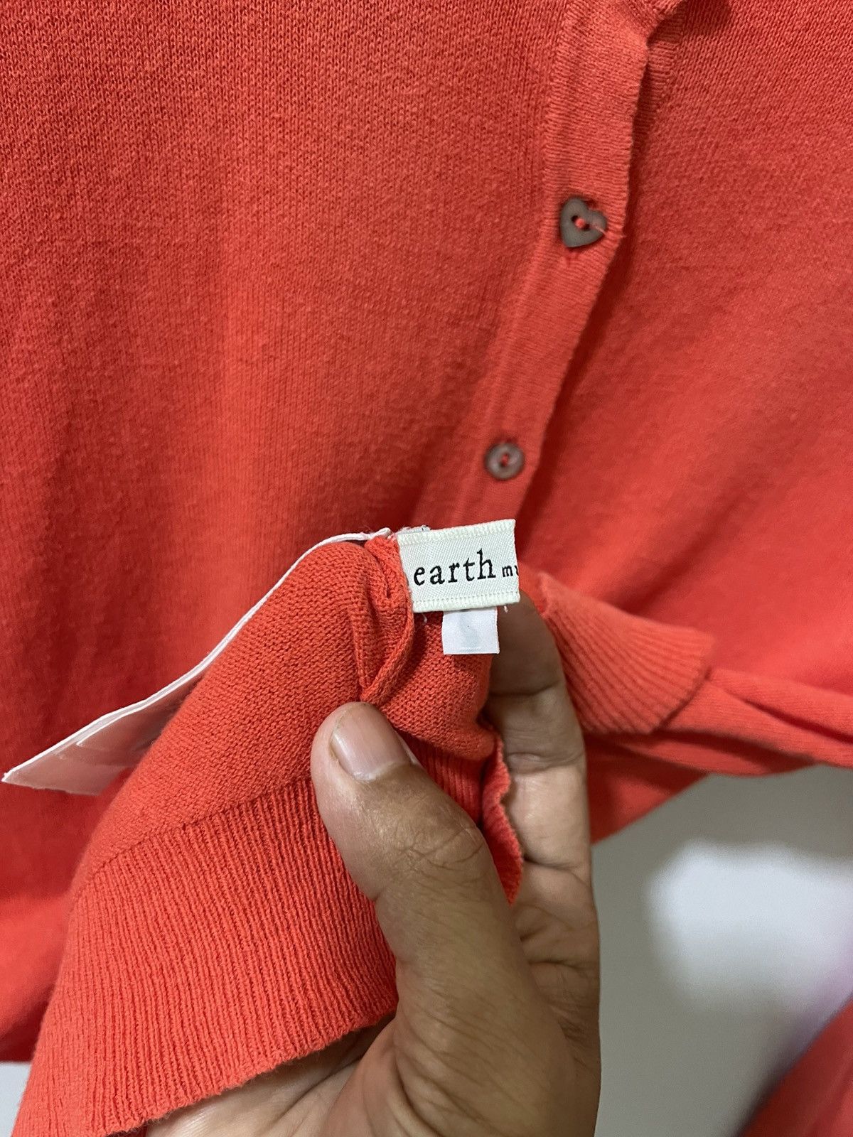 Japanese Brand Earth Music & Ecology Light Orange Knitwear Cardigan #S1204 Size S / US 4 / IT 40 - 5 Thumbnail