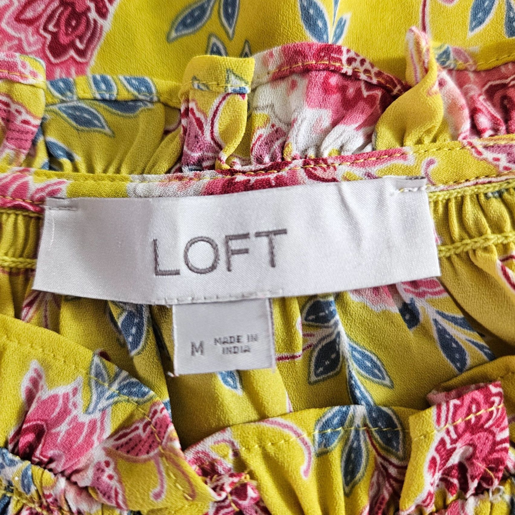 Loft VINTAGE? No. (But skip) Ann Taylor LOFT Womens Top M Yellow Floral Sleeveless Blouse Shirt Womens Size M / US 6-8 / IT 42-44 - 5 Thumbnail