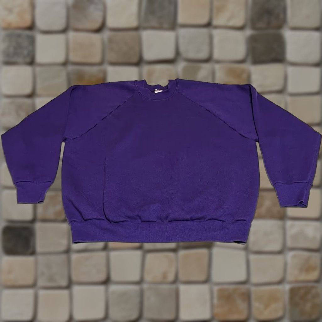 Fruit Of The Loom VINTAGE Fruit of the Loom Womens XL Purple Raglan Crewneck SweatshirtPullover Shirt Womens XL Purple Raglan 90s Hipster USA Vintage Grunge Sweatshirt Size XL / US 12-14 / IT 48-50 - 1 Thumbnail