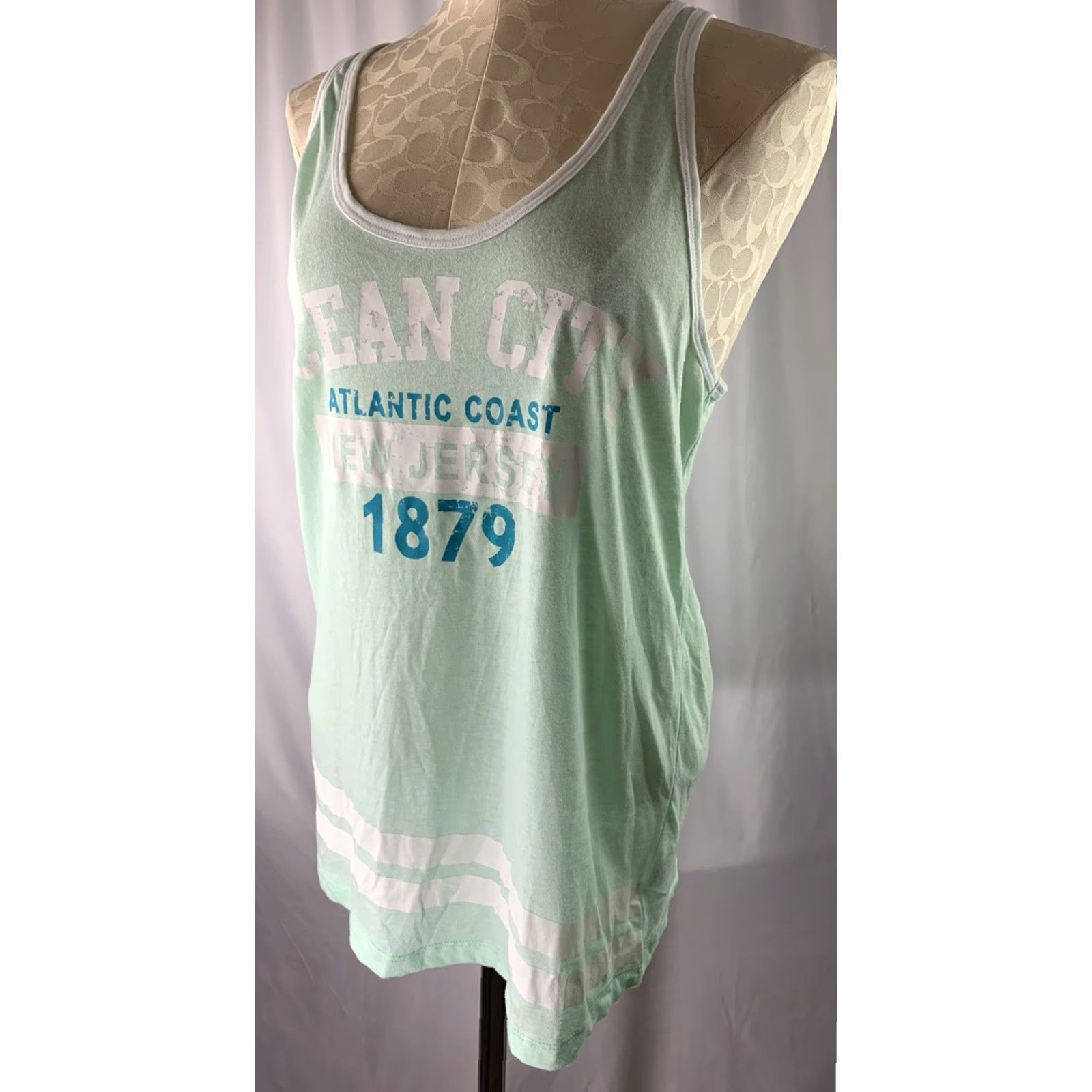 Vintage VINTAGE XL Exist Women's Tank - Ocean City NJ Atlantic Coast Floral Green Sleeveless Tunic Size XL / US 12-14 / IT 48-50 - 3 Thumbnail