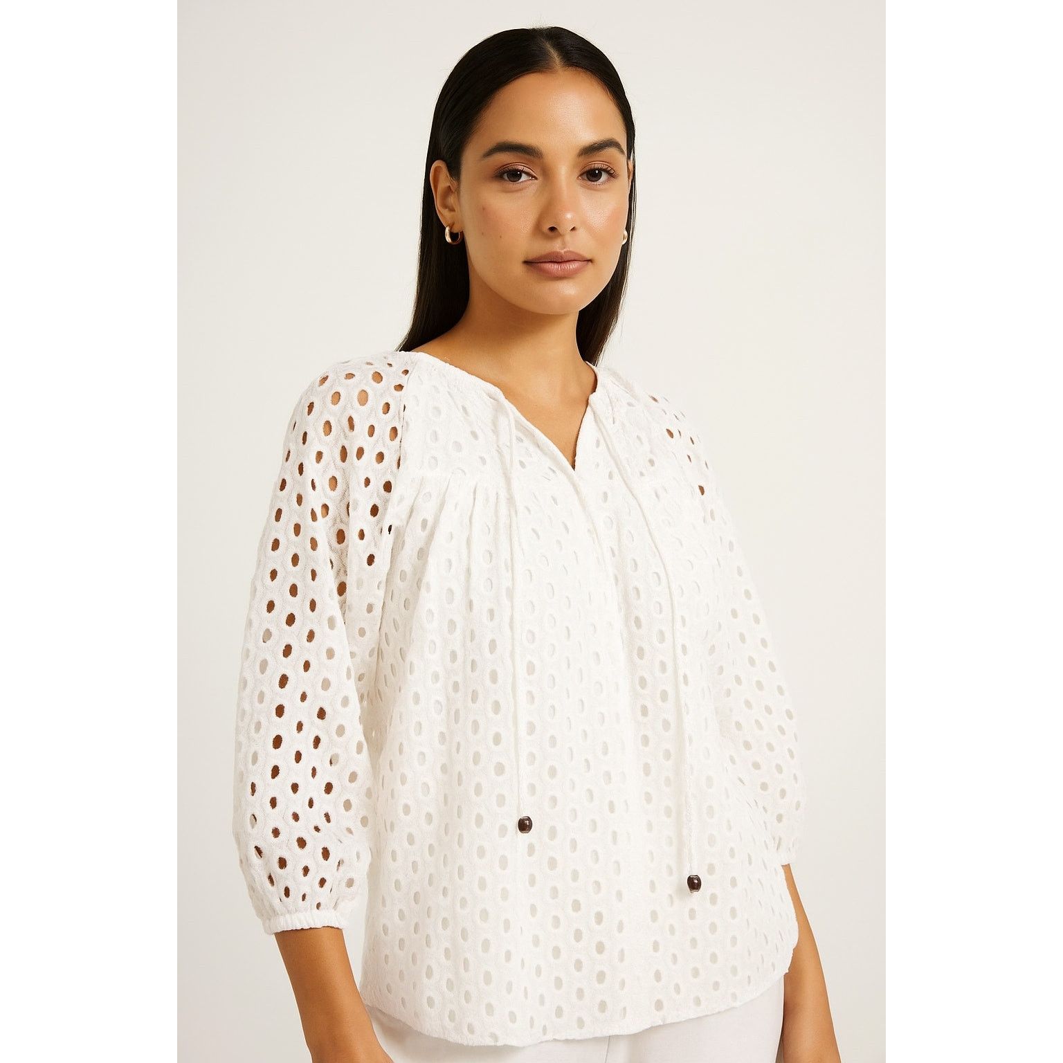 Other Holiday Celine Eyelet Peasant Top Size L / US 10 / IT 46 - 1 Thumbnail