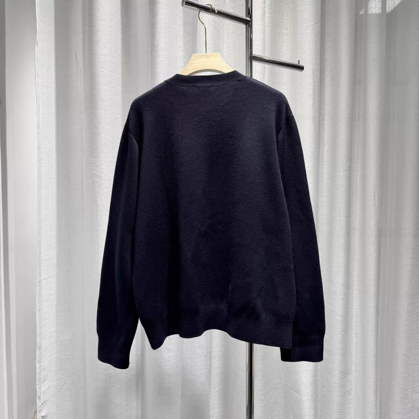 Burberry Burberry Navy Blue Wool Blend Jacquard Logo M Knit Sweater Size US M / EU 48-50 / 2 - 2 Thumbnail