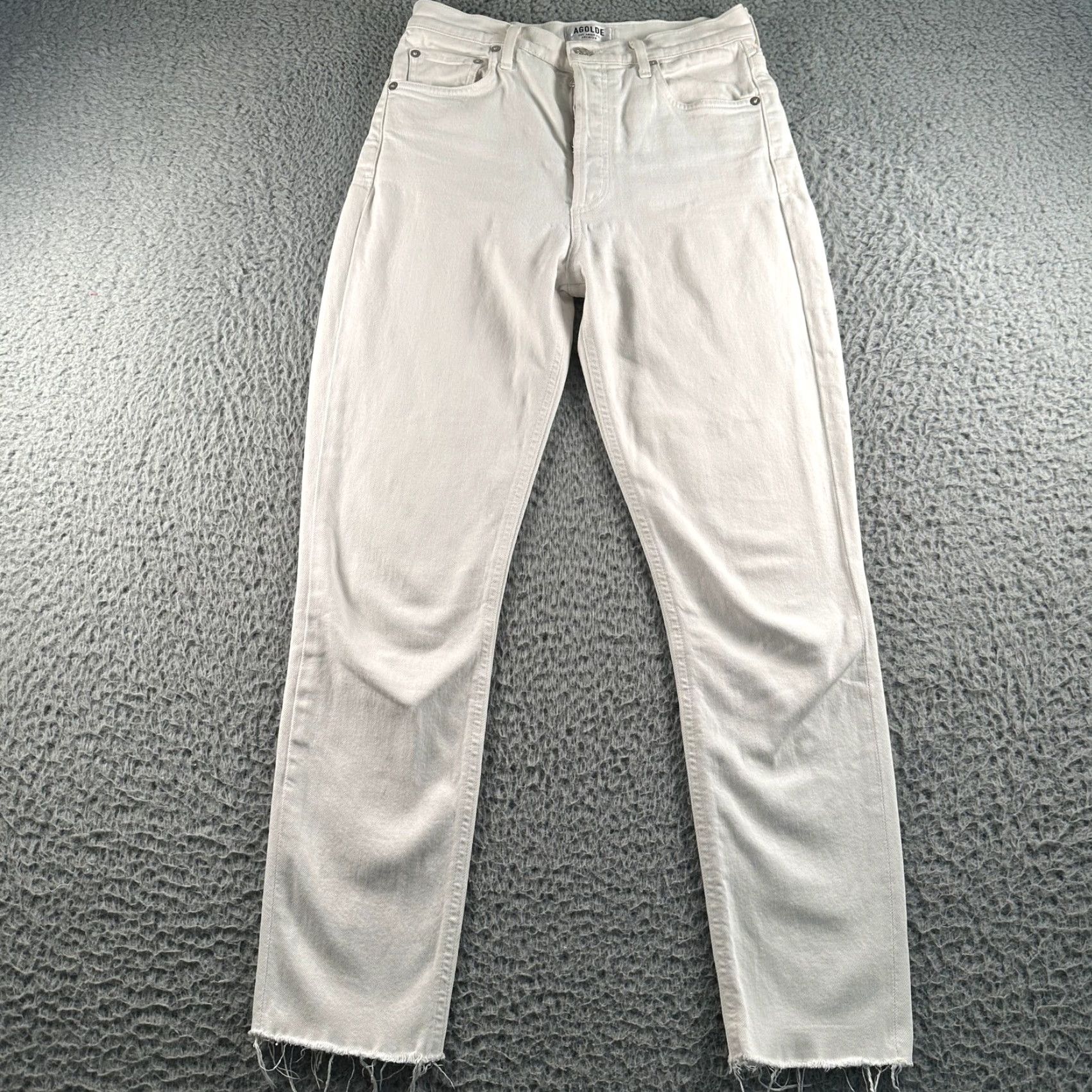 Agolde AGOLDE Jeans Womens 27 Nico High Rise Ankle Button Fly Raw Hem Slim White Size 27" / US 4 / IT 40 - 2 Thumbnail