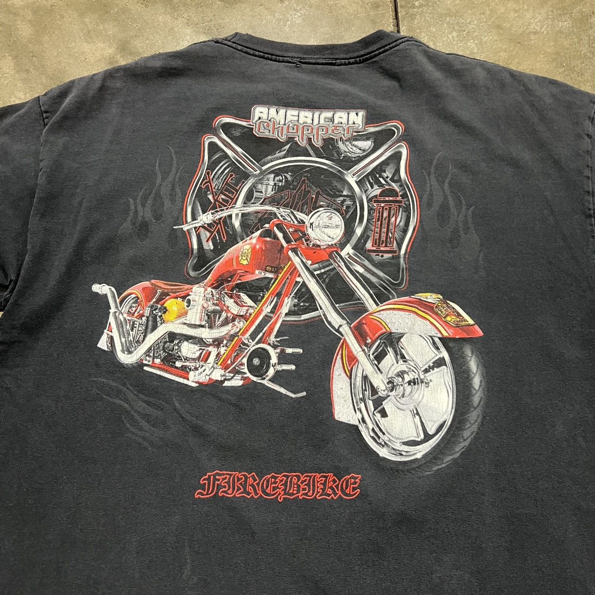 Vintage Vintage American Choppers Fire Bike Motorcycle Tee Sun Faded Size US XL / EU 56 / 4 - 5 Thumbnail