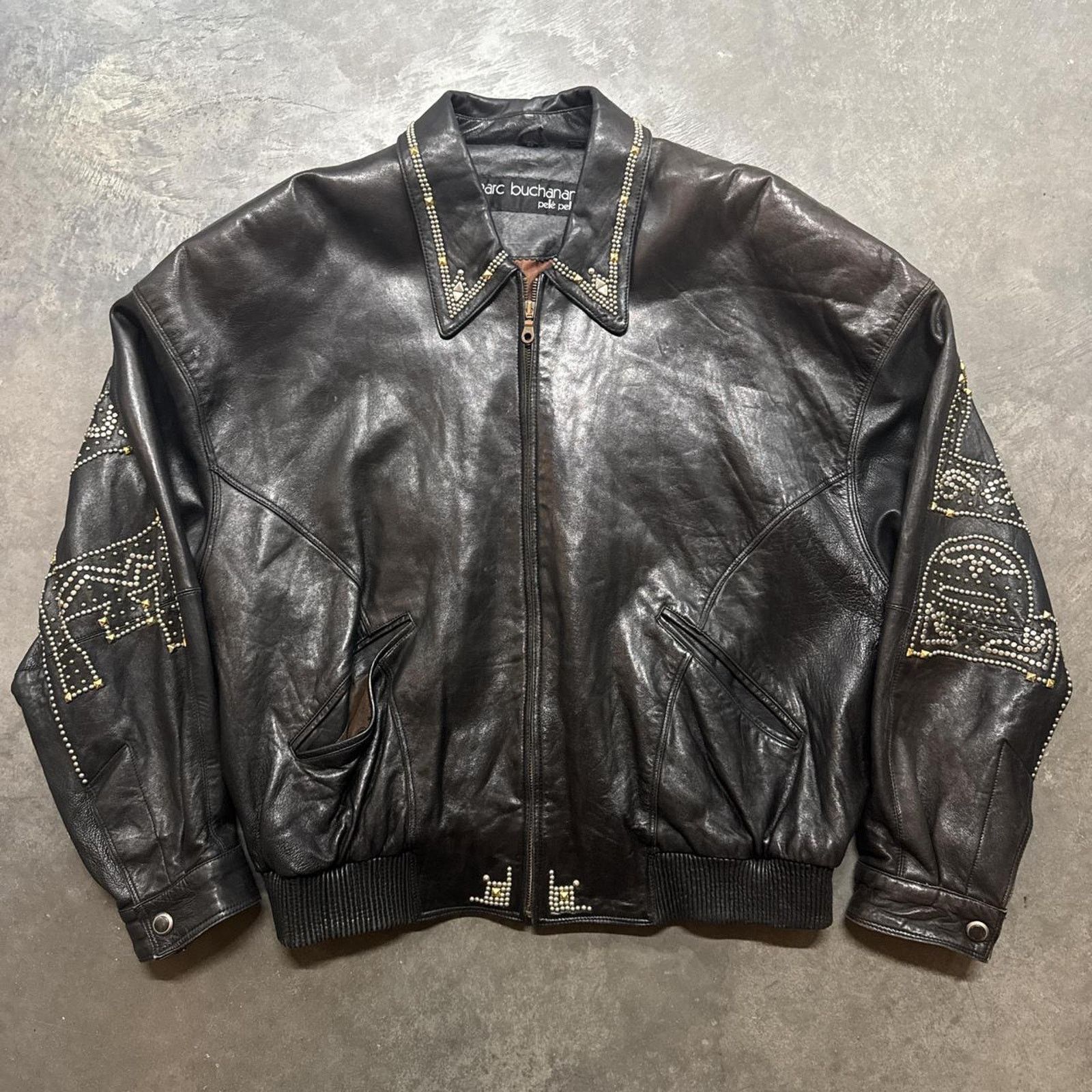 Pelle Pelle × Vintage Vintage Pelle Pelle Marc Buchanan Studded Leather Jacket Size US M / EU 48-50 / 2 - 4 Thumbnail
