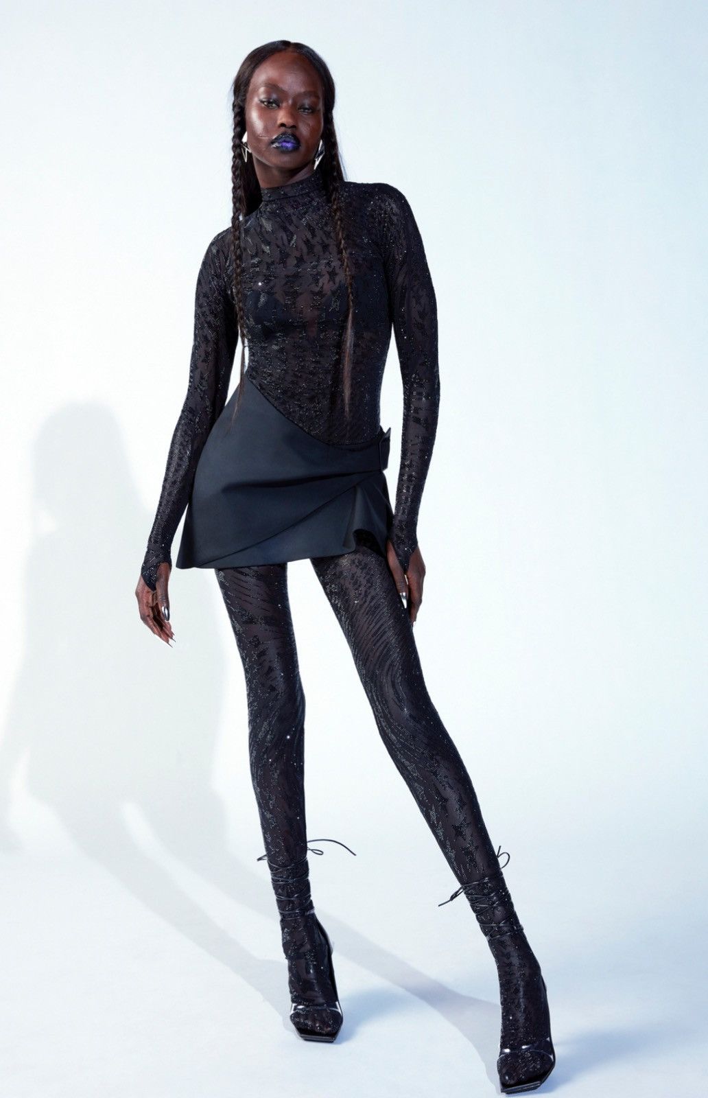 Mugler New Set Mugler x H&M Rhinestone Embellished Mesh Top+ Tights Size M / US 6-8 / IT 42-44 - 8 Thumbnail