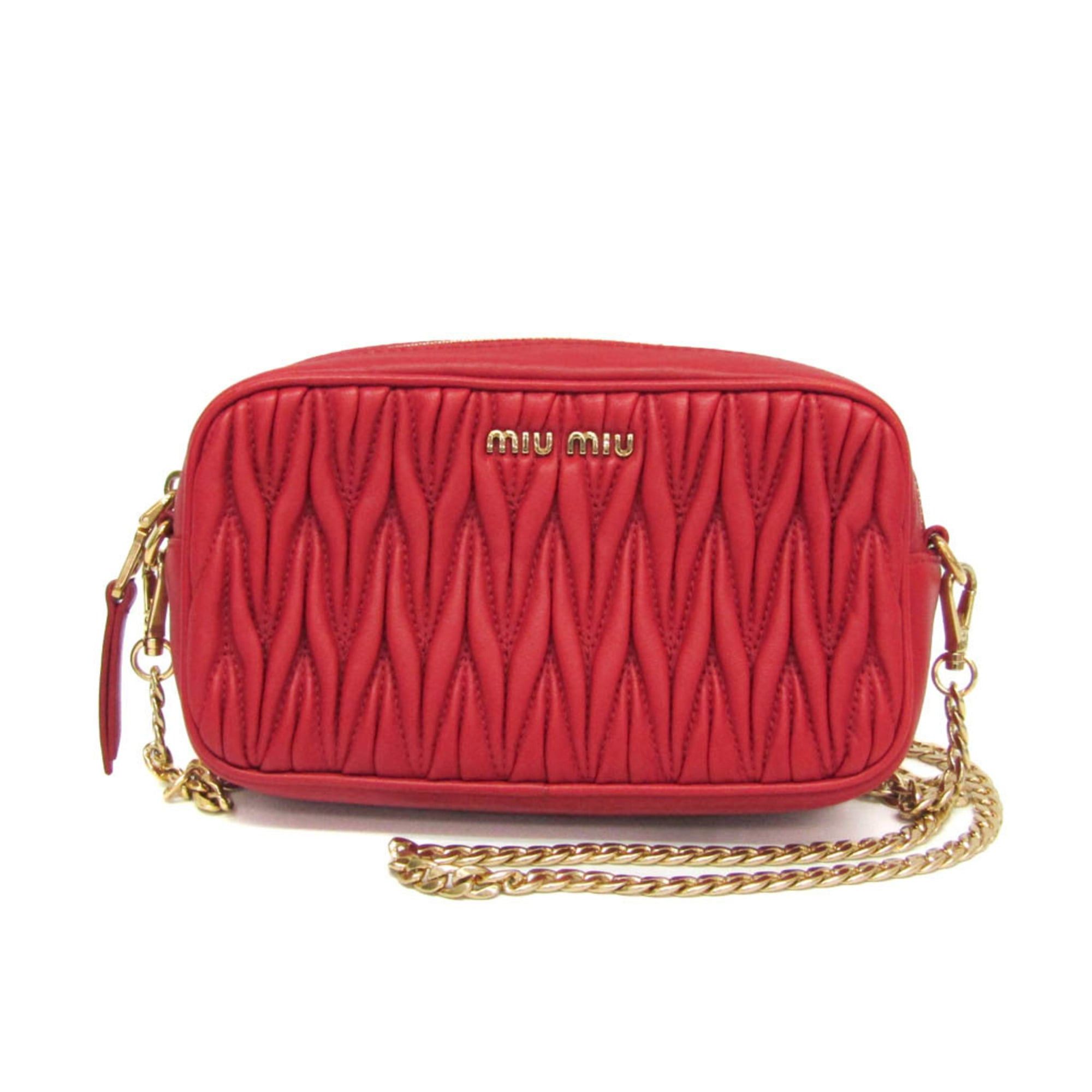 Miu Miu Miu Miu Matelasse Chain Shoulder Mini Bag Women's Leather Pouch,Shoulder Bag Red Color Size ONE SIZE - 1 Thumbnail