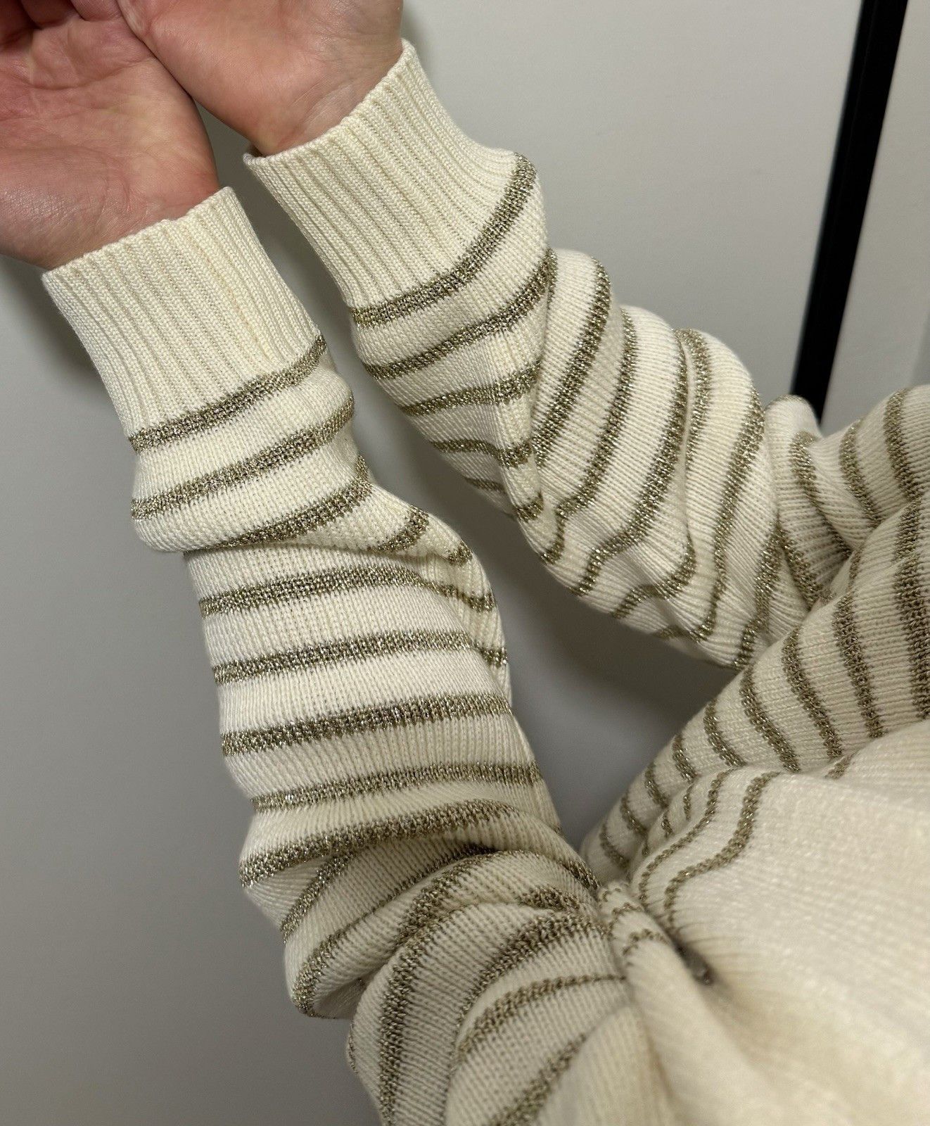 Saint Laurent Paris DDP Saint Laurent Lurex Gold Stripped Knit Sweater Size M / US 6-8 / IT 42-44 - 11 Thumbnail