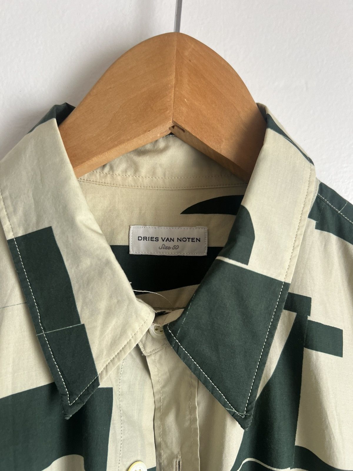 Dries Van Noten Block Pattern Green Dries Shirt Size US M / EU 48-50 / 2 - 1 Thumbnail