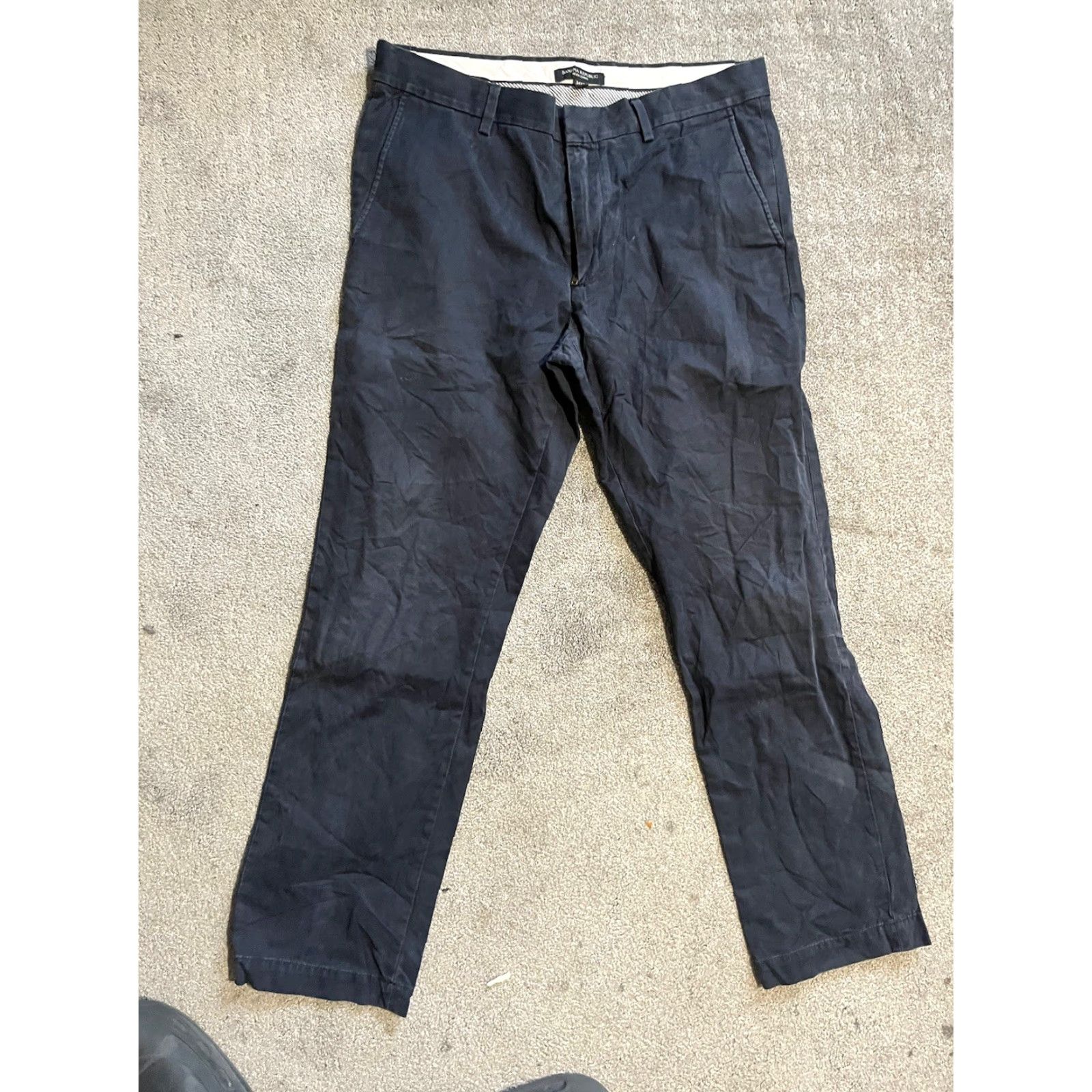 Banana Republic BANANA REPUBLIC Aiden Chino Pants Black Solid Mens 34x32 Cotton Blend Distressed Size US 34 / EU 50 - 4 Thumbnail