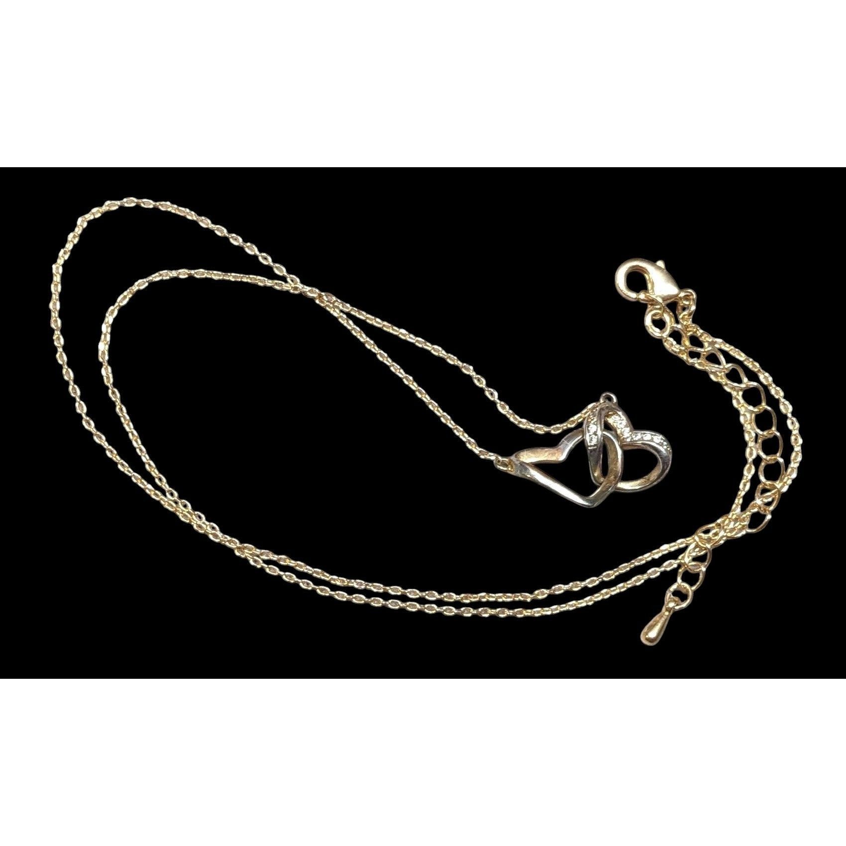Other Minimalist Romantic Double Open Heart Diamond Accent Pendant Size ONE SIZE - 2 Thumbnail