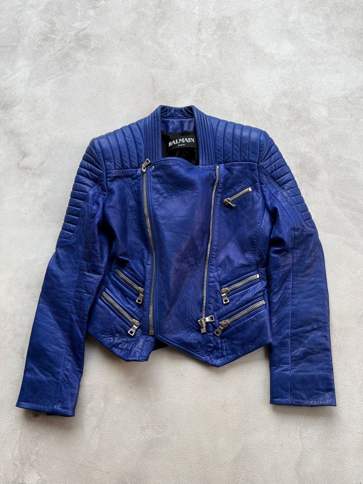 BALMAIN デニム ライダース ジャケット S Balmain Balmain by Decarnin SS11 Safety Pin Leather Jacket | Grailed