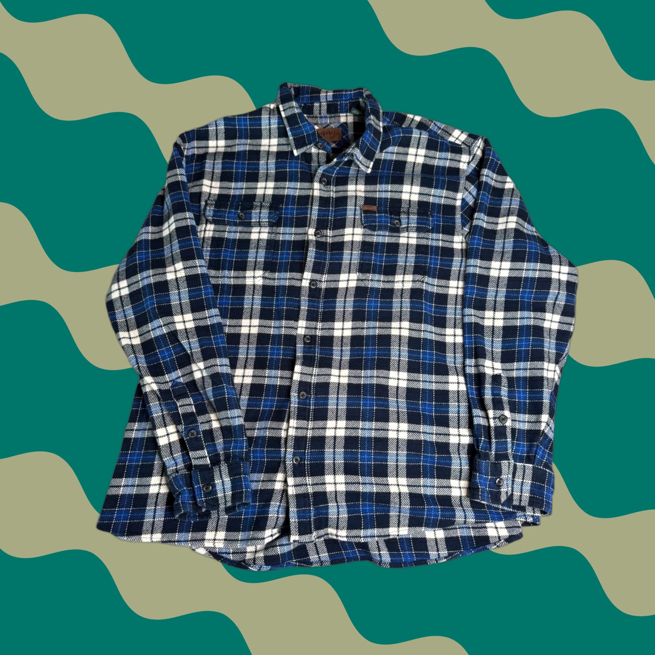 Orvis Orvis Classic Collection Shirt Mens 3XL Blue Flannel Plaid Long Sleeve Size US XXL / EU 58 / 5 - 1 Thumbnail