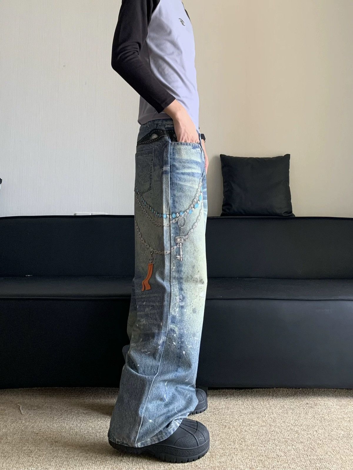 Designer × Vintage Retro punk pants Size US 32 / EU 48 - 2 Thumbnail