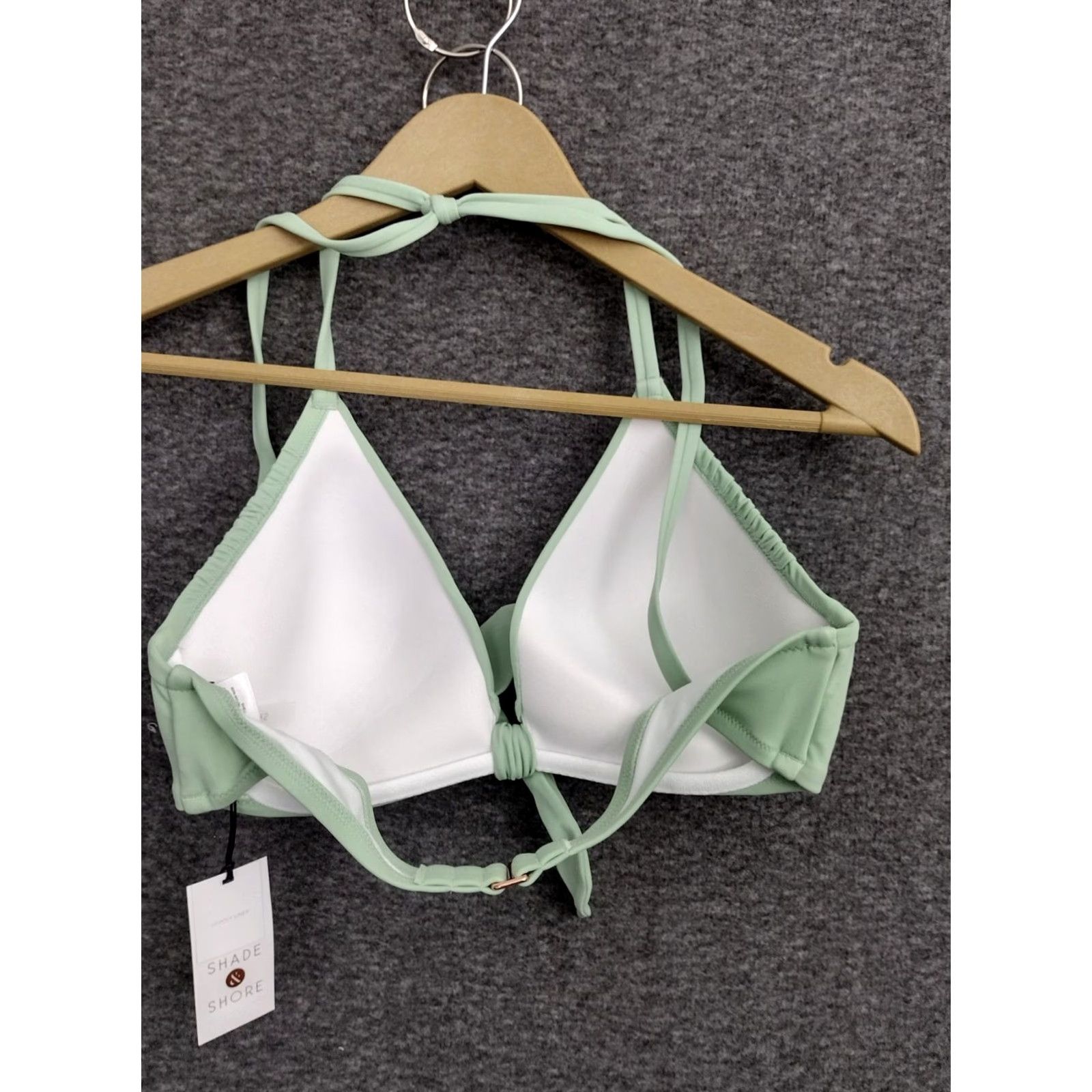 Vintage Shade & Shore Green Front Tie Spaghetti Bikini Swim Top Padded Size 34D Women Solid Nylon Polyester Spandex Beach 90s Theme Mens Womens Girls 0 Size XXS / US 00 / IT 34 - 2 Thumbnail