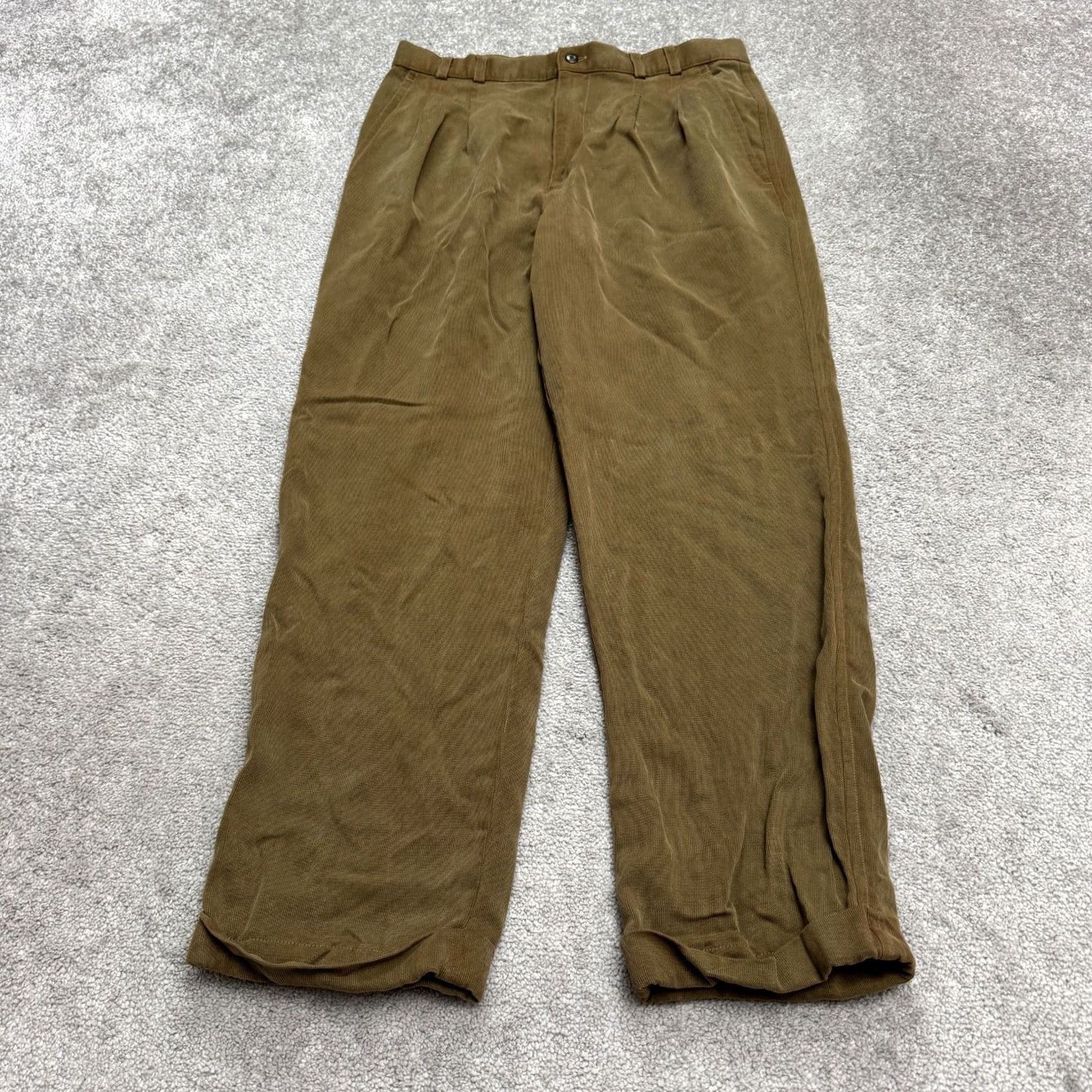 Tori Richard Tori Richard Dress Pants Mens 32 Brown Pleated Front Straight Leg Cuffed Boxy? Size US 32 / EU 48 - 2 Thumbnail