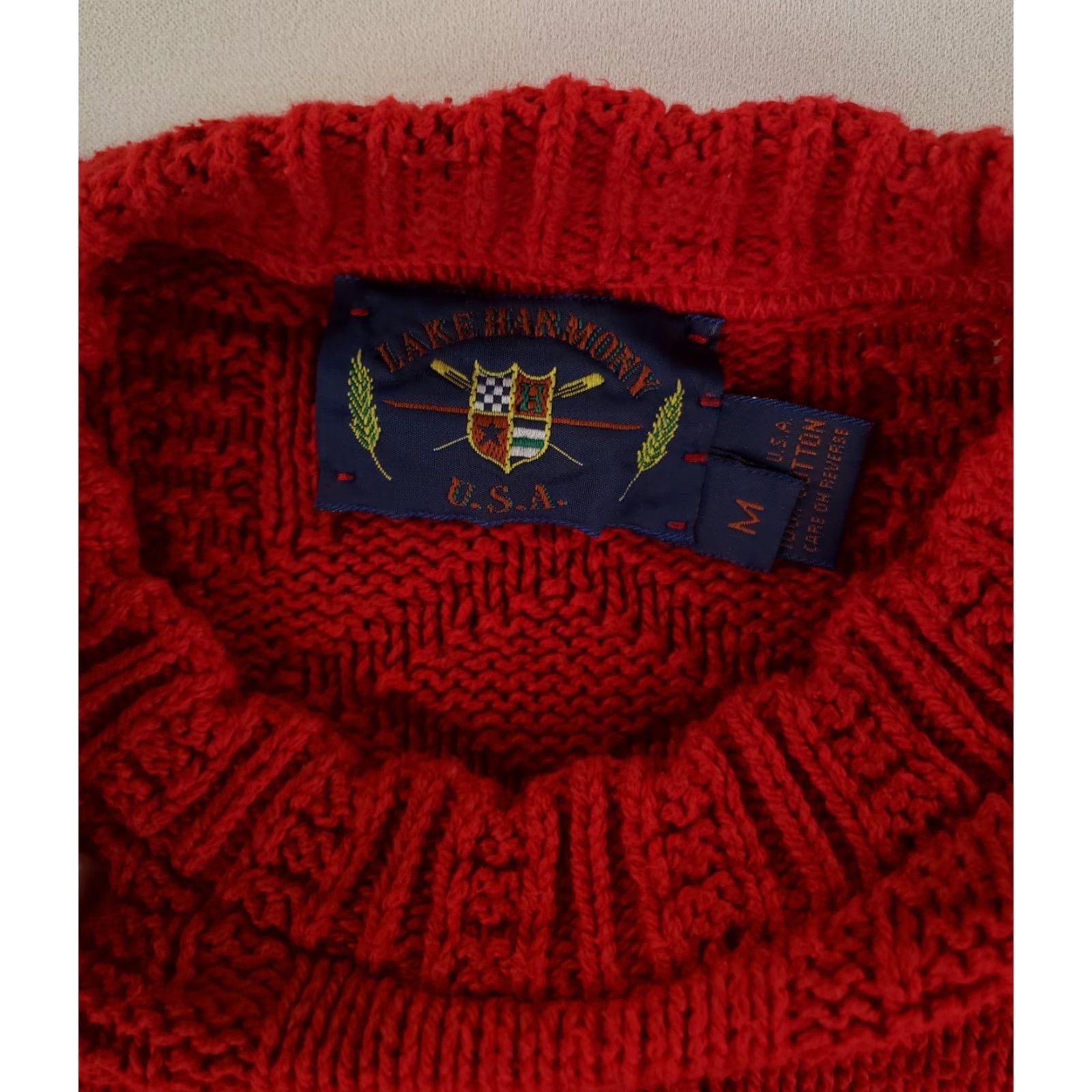 Harmony VINTAGE? Lake Harmony Sweater Cotton Chunky Knit Red Made USA Mens M Size US M / EU 48-50 / 2 - 2 Thumbnail