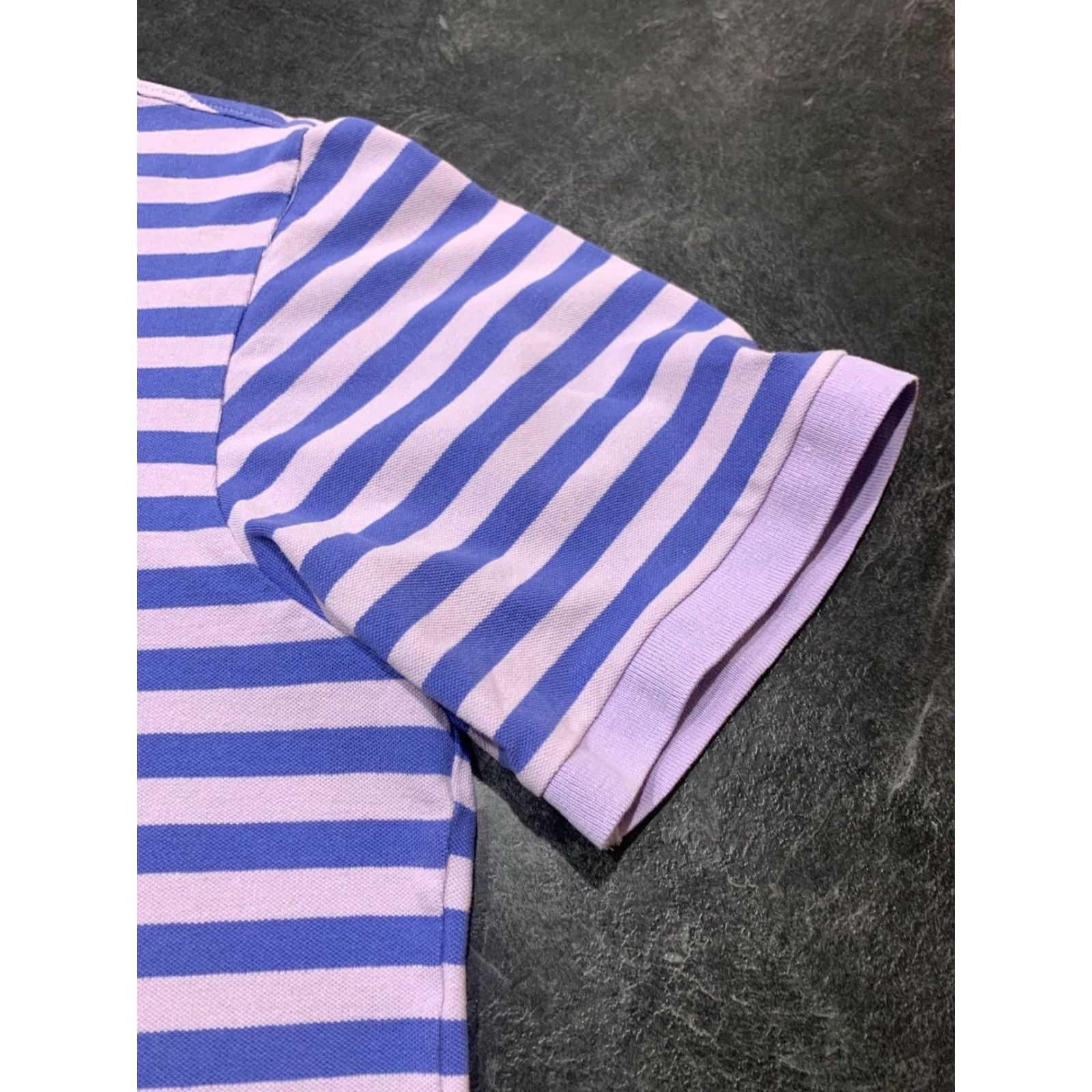 Vintage Columbia PFG Fishing Polo Shirt Mens XL Lavender Blue Striped Short Sleeve Cotton Blend Size US XL / EU 56 / 4 - 2 Thumbnail